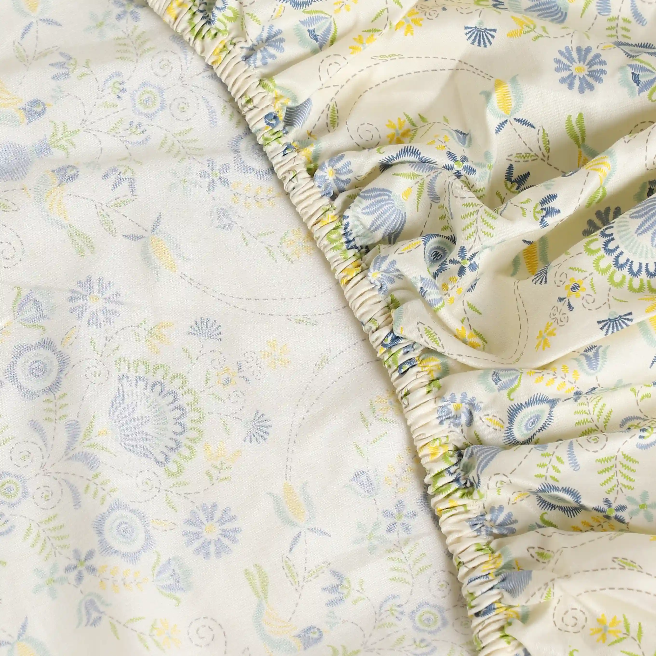 Fergana | 250TC Artistic Bohemian Printed Cotton Fitted Sheet Set | Pillow Cover with Merrow Hem Treatment - Image 7