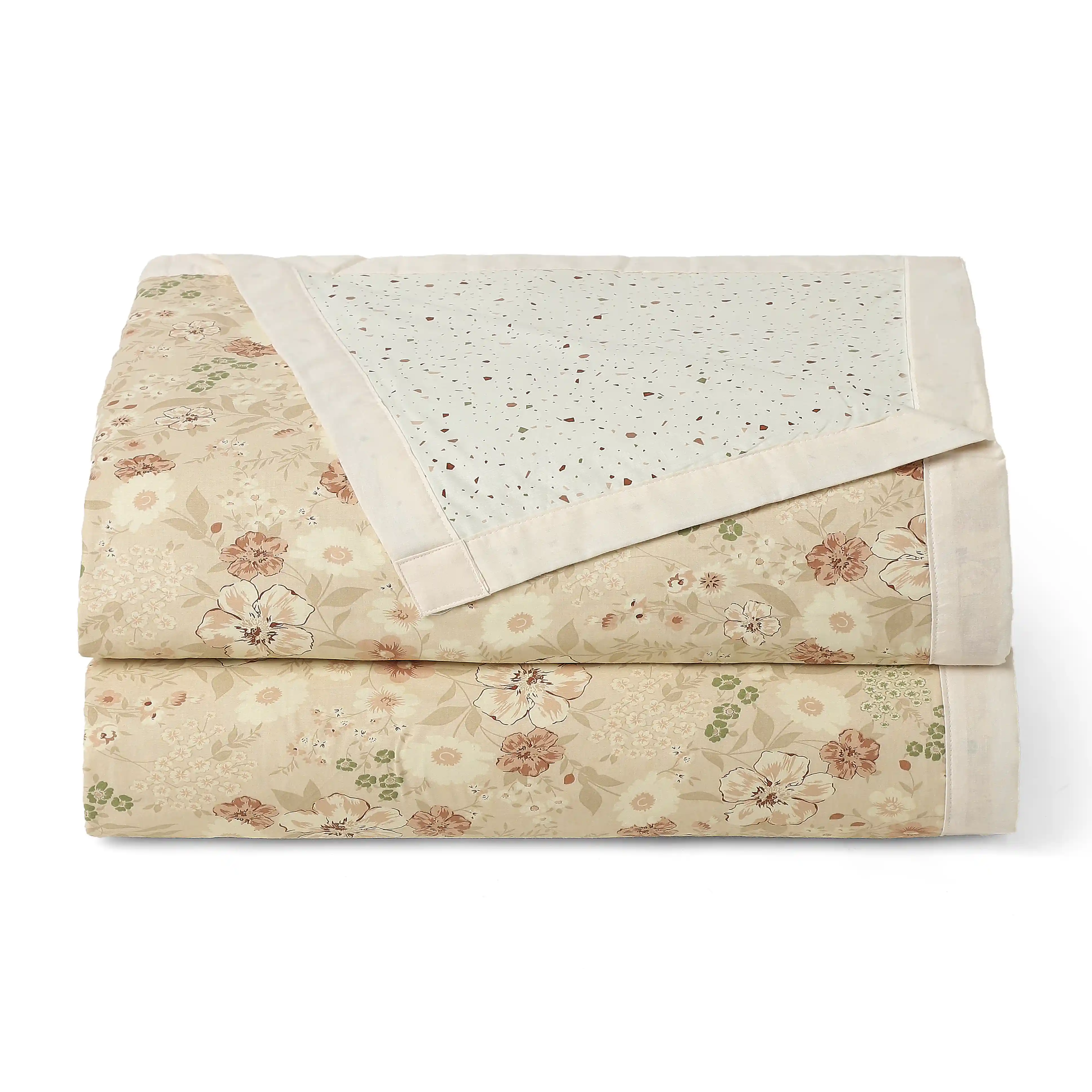 Mishella | Mix & Match Printed Coordinated Bedding Set | Set of Bedsheet & Dohars - Beige - Image 5