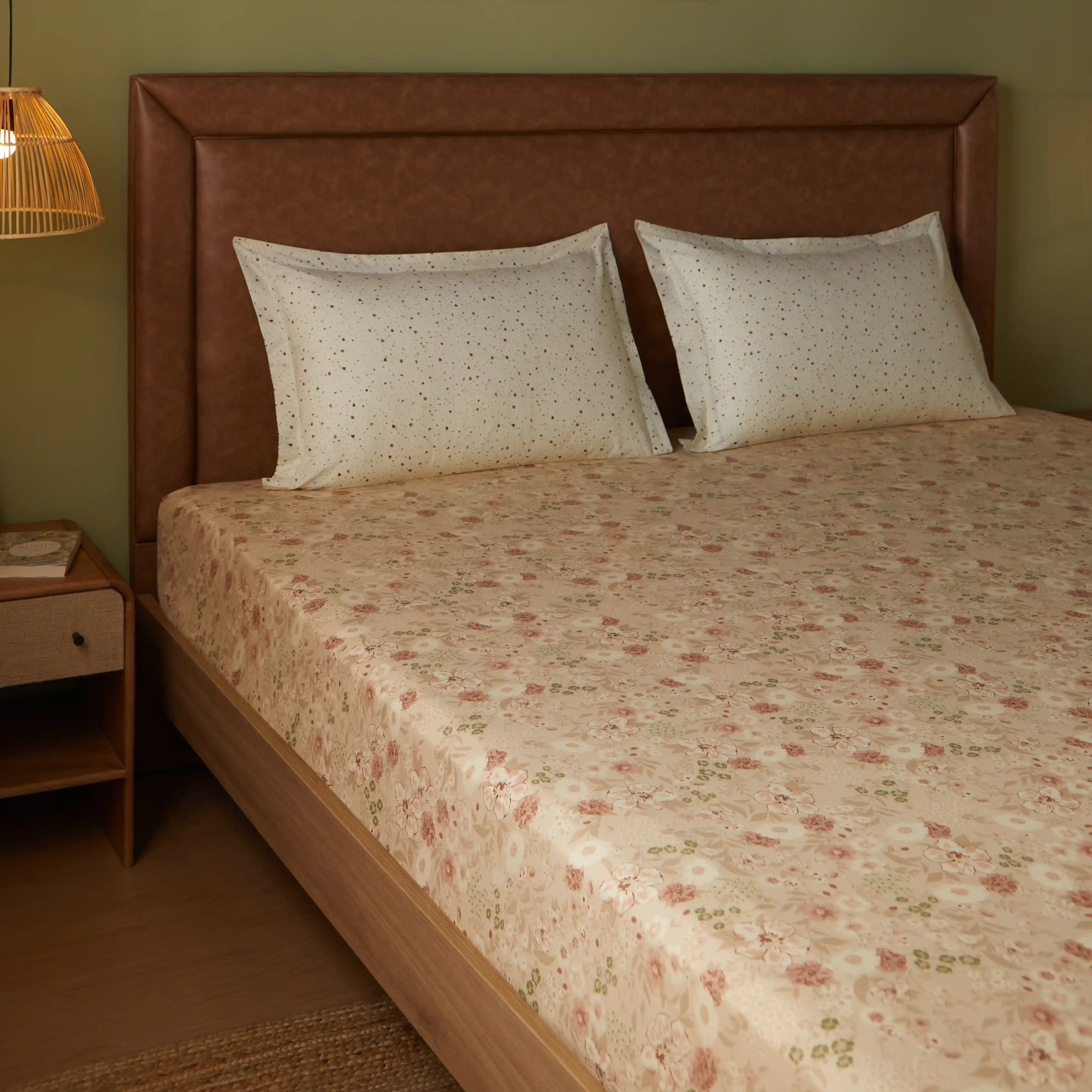 Mishella | Mix & Match Printed Cotton Bedsheet Set - Beige - Image 11