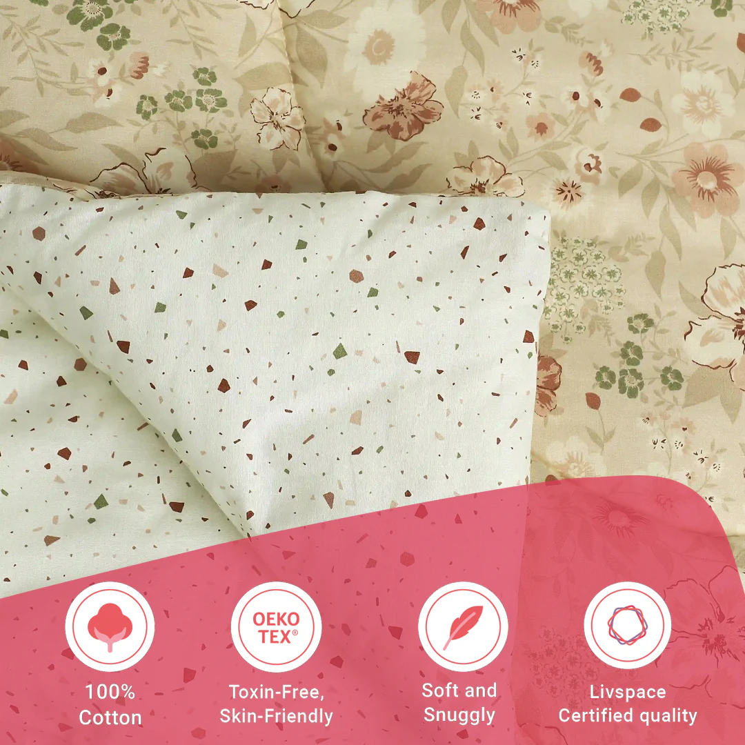 Mishella | Mix & Match Printed 240GSM Reversible Comforter for Extra Warmth - Beige - Image 7