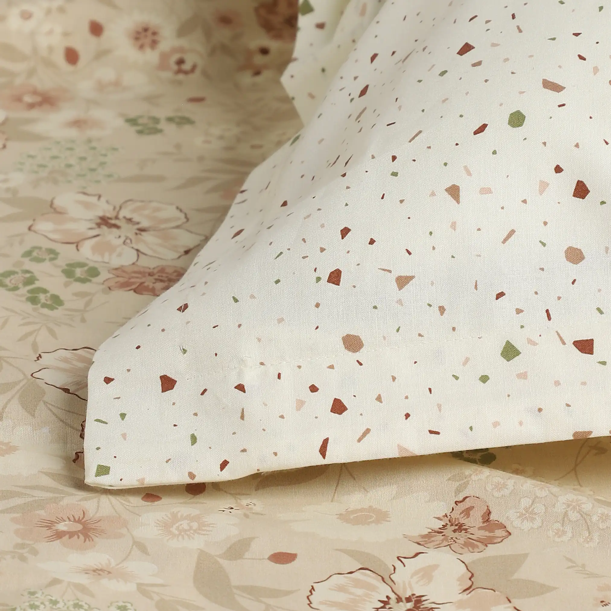 Mishella | Mix & Match Printed Cotton Fitted Sheet Set - Beige - Image 6