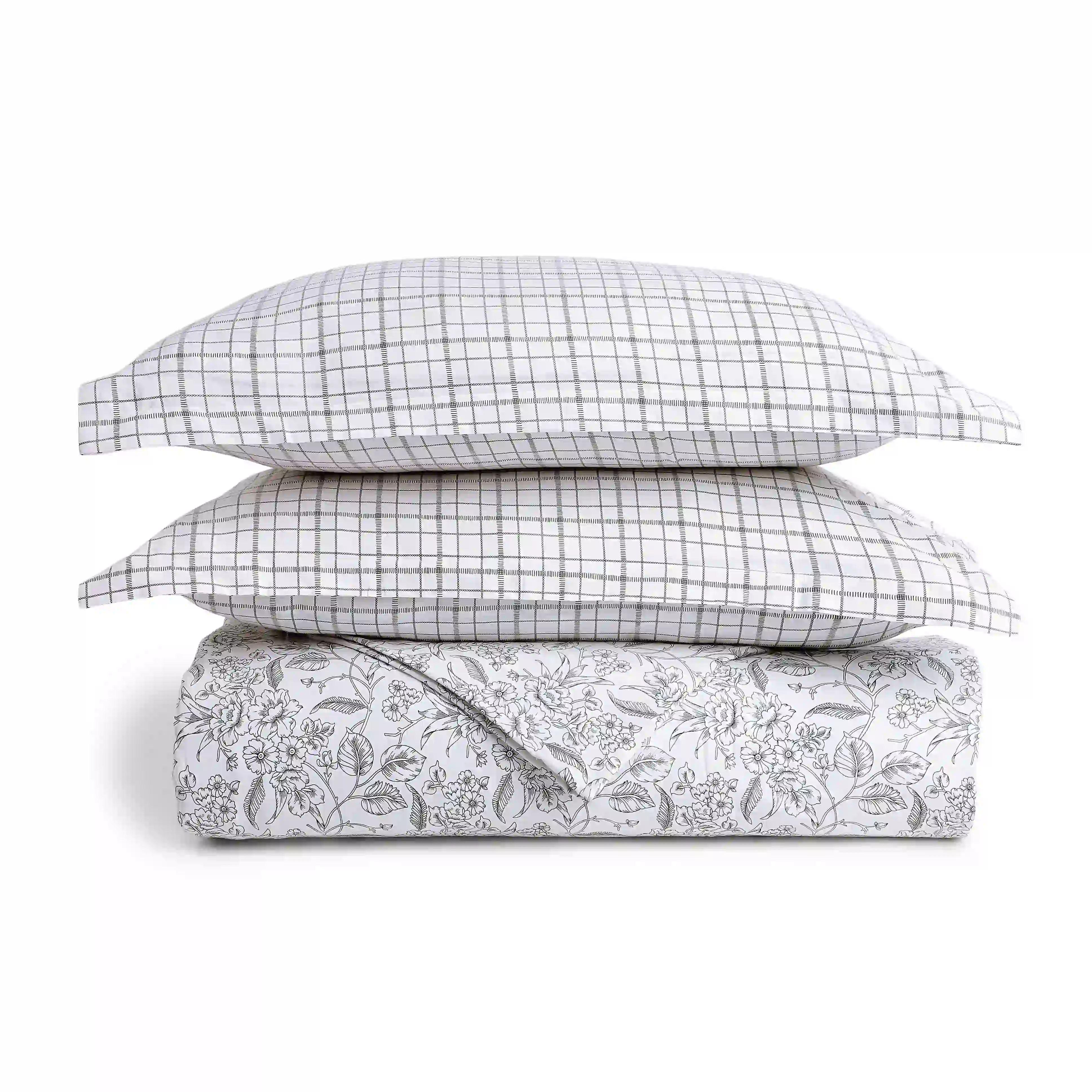 Mishella | Mix & Match Printed Coordinated Bedding Set | Set of Bedsheet & Dohar - Charcoal Bloom - Image 4