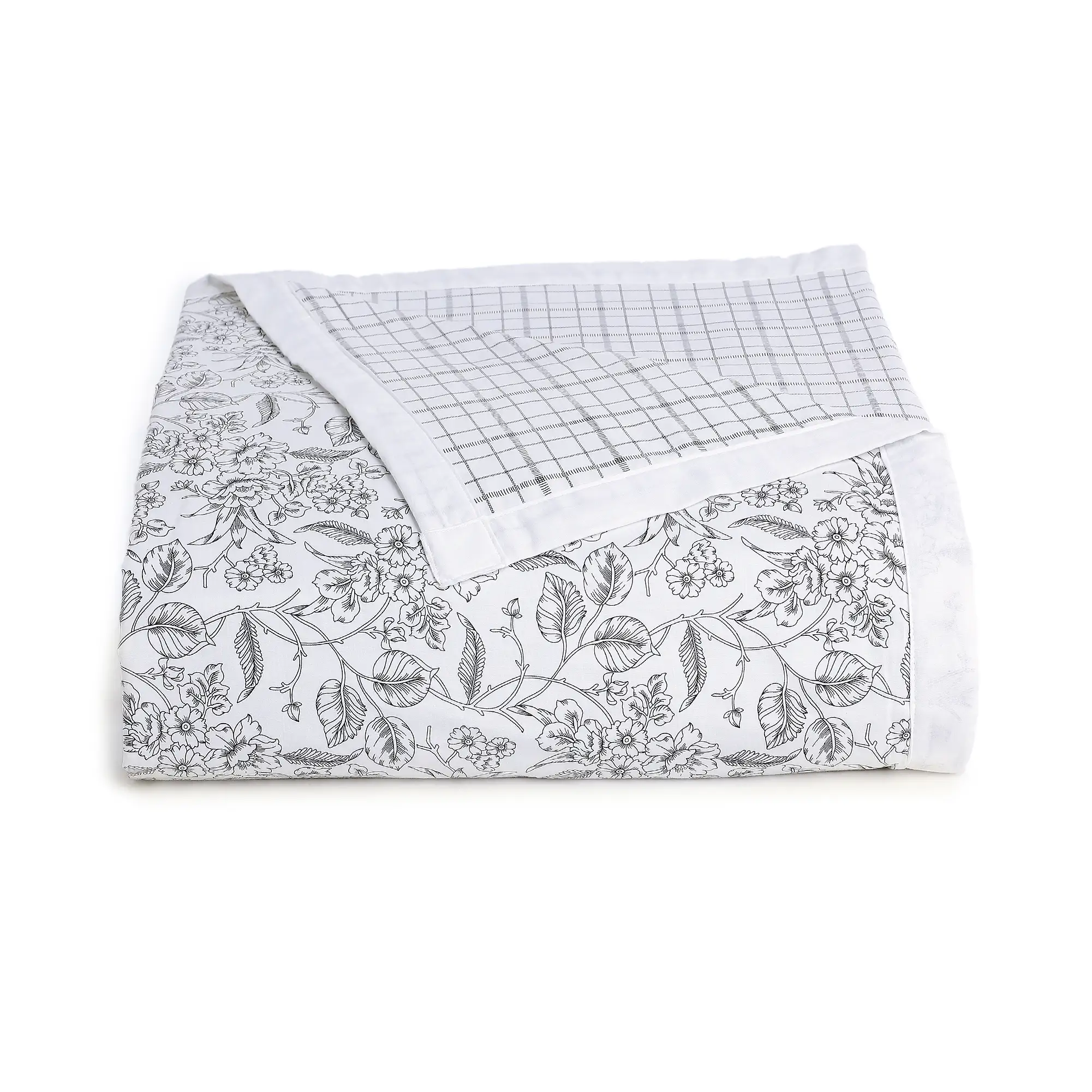 Mishella | Mix & Match Printed Coordinated Bedding Set | Set of Bedsheet & Dohar - Charcoal Bloom - Image 5