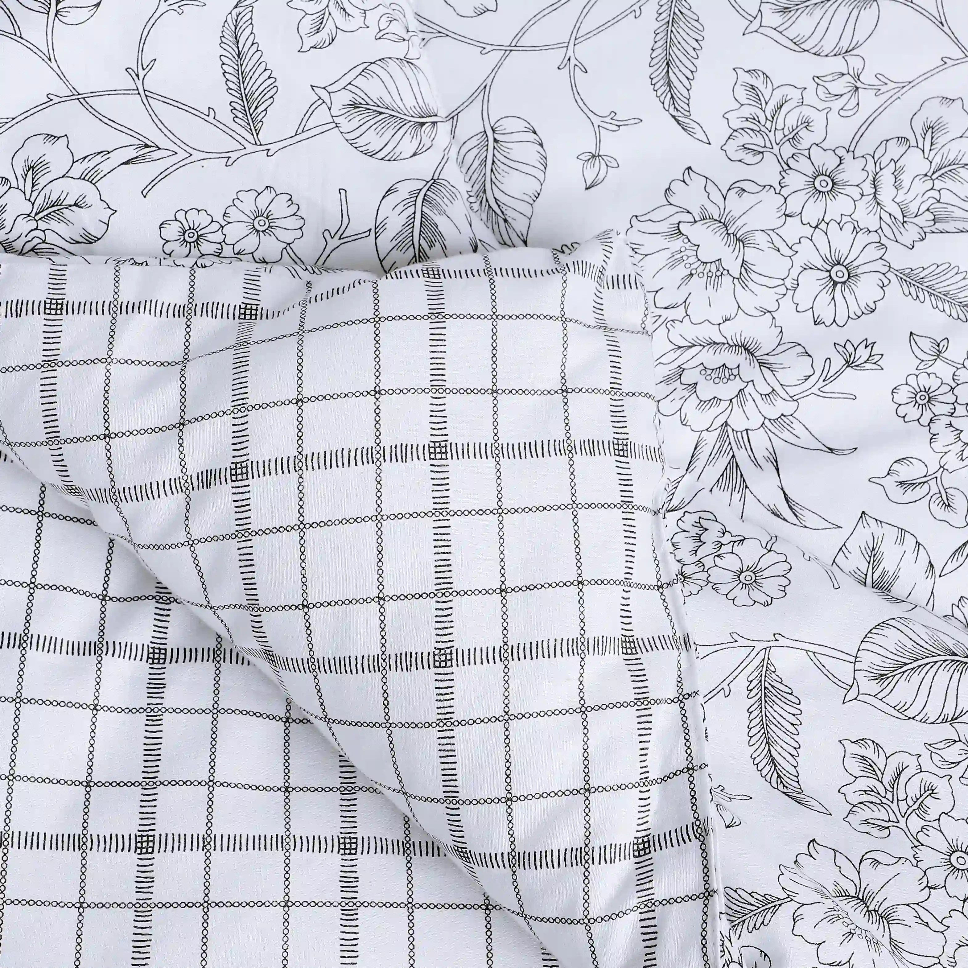 Mishella | Mix & Match Printed 120GSM Reversible Comforter - Charcoal Bloom - Image 5