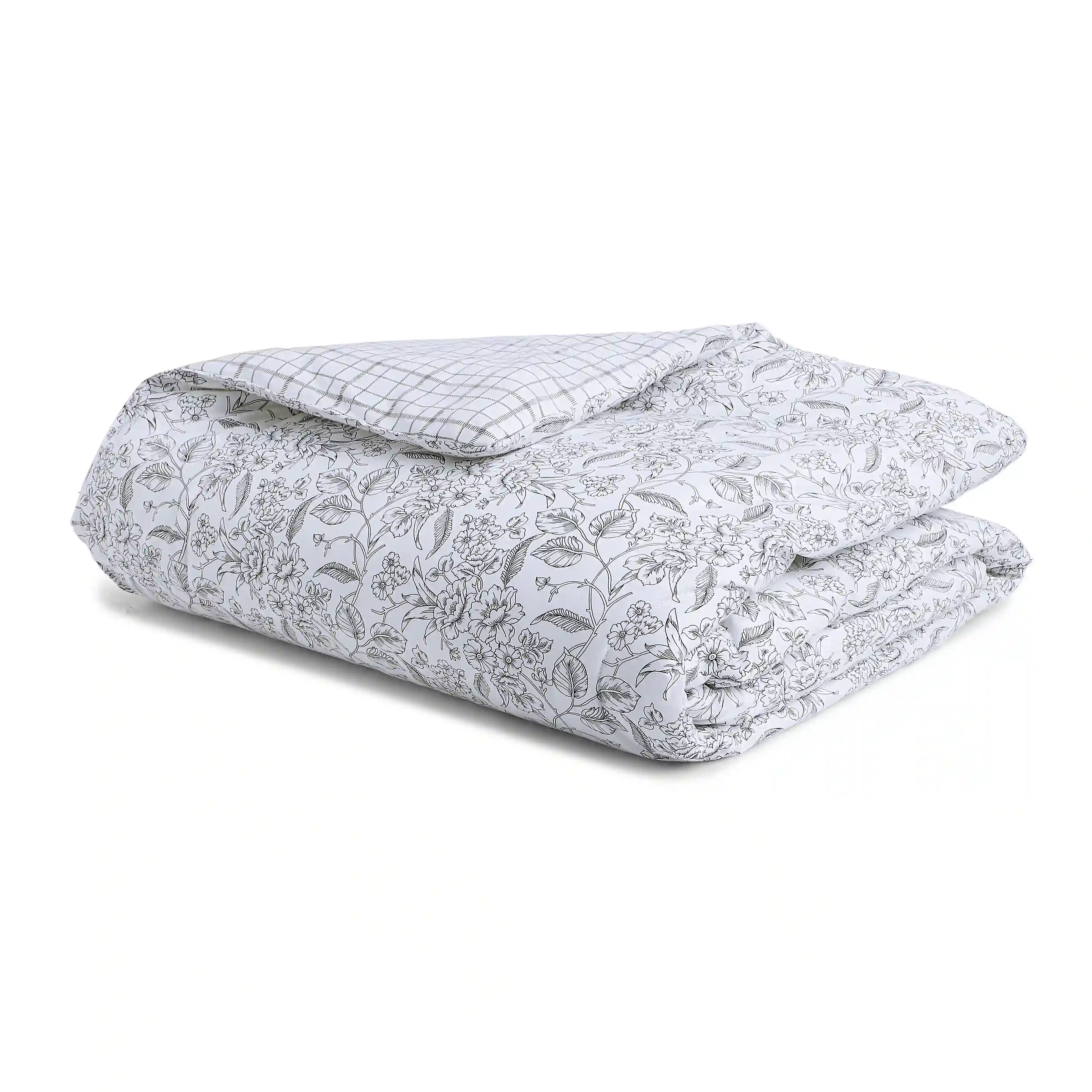 Mishella | Mix & Match Printed 240GSM Reversible Comforter for Extra Warmth - Charcoal Bloom - Image 4