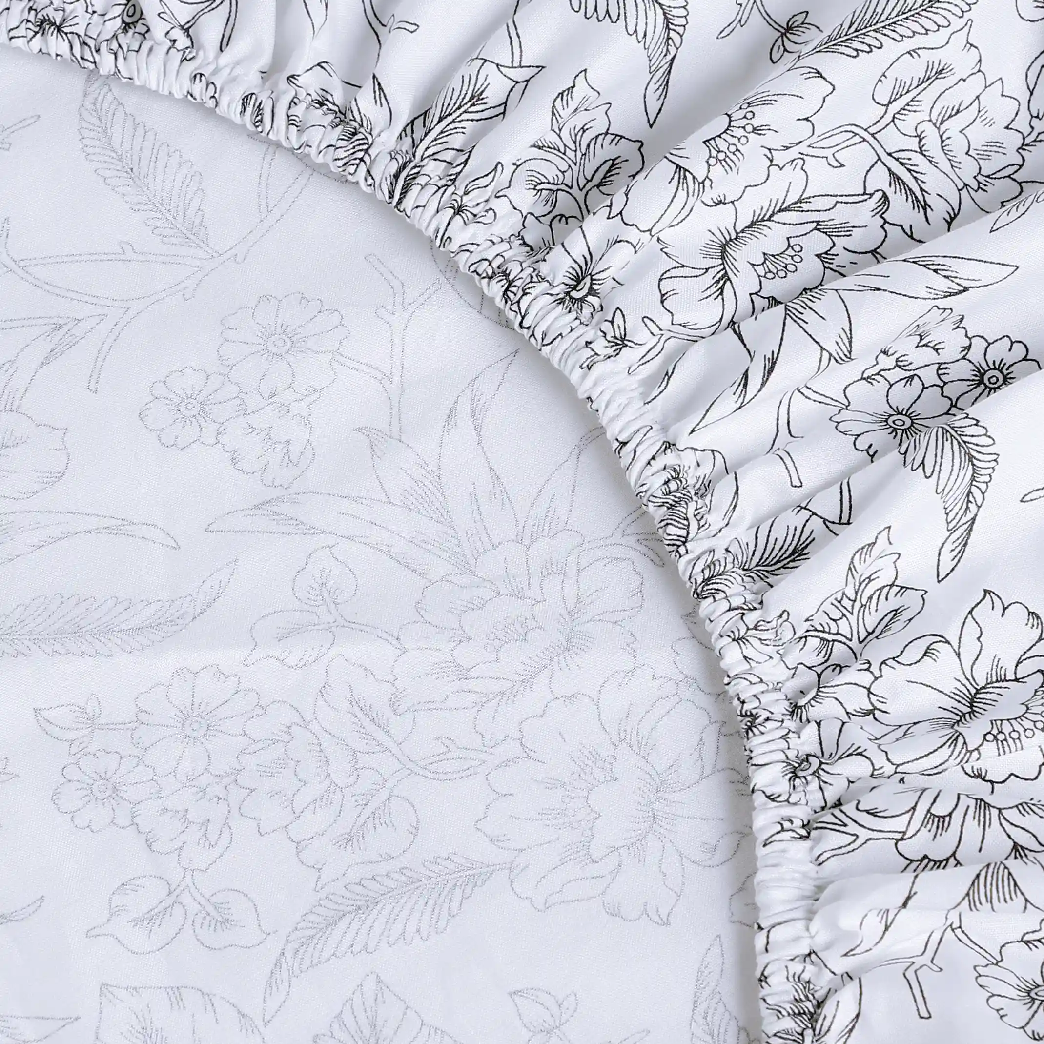 Mishella | Mix & Match Printed Cotton Fitted Sheet Set - Charcoal Bloom - Image 14