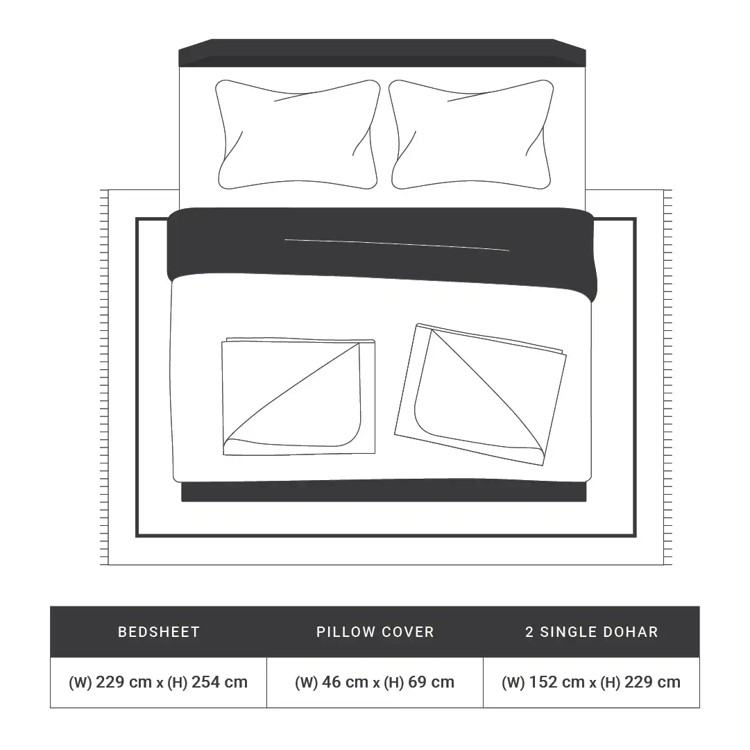 Mishella | Mix & Match Printed Coordinated Bedding Set | Set of Bedsheet & Dohars - Beige - Image 6