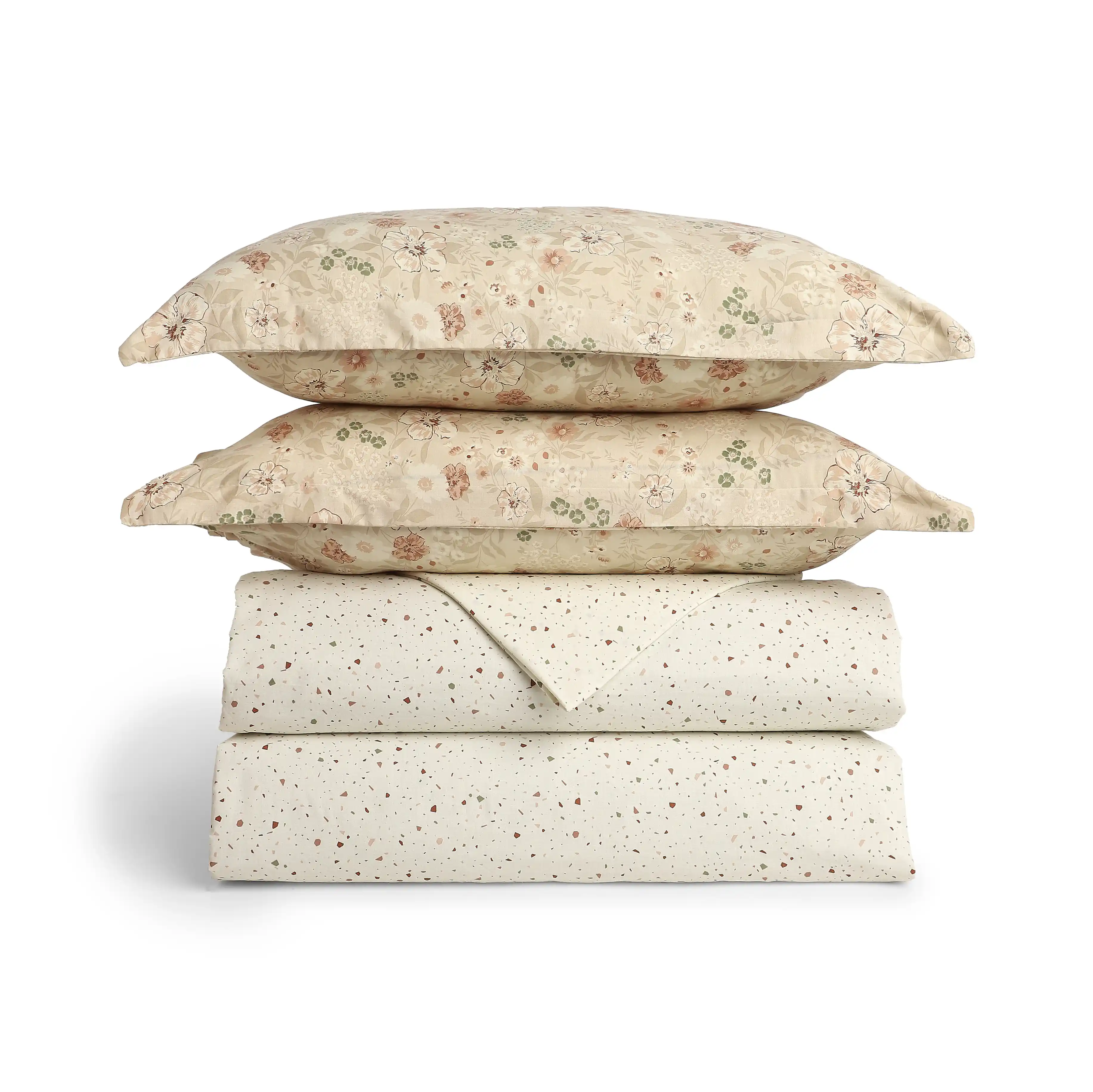 Mishella | Mix & Match Printed Coordinated Bedding Set | Set of Bedsheet & Dohars - Cream - Image 4