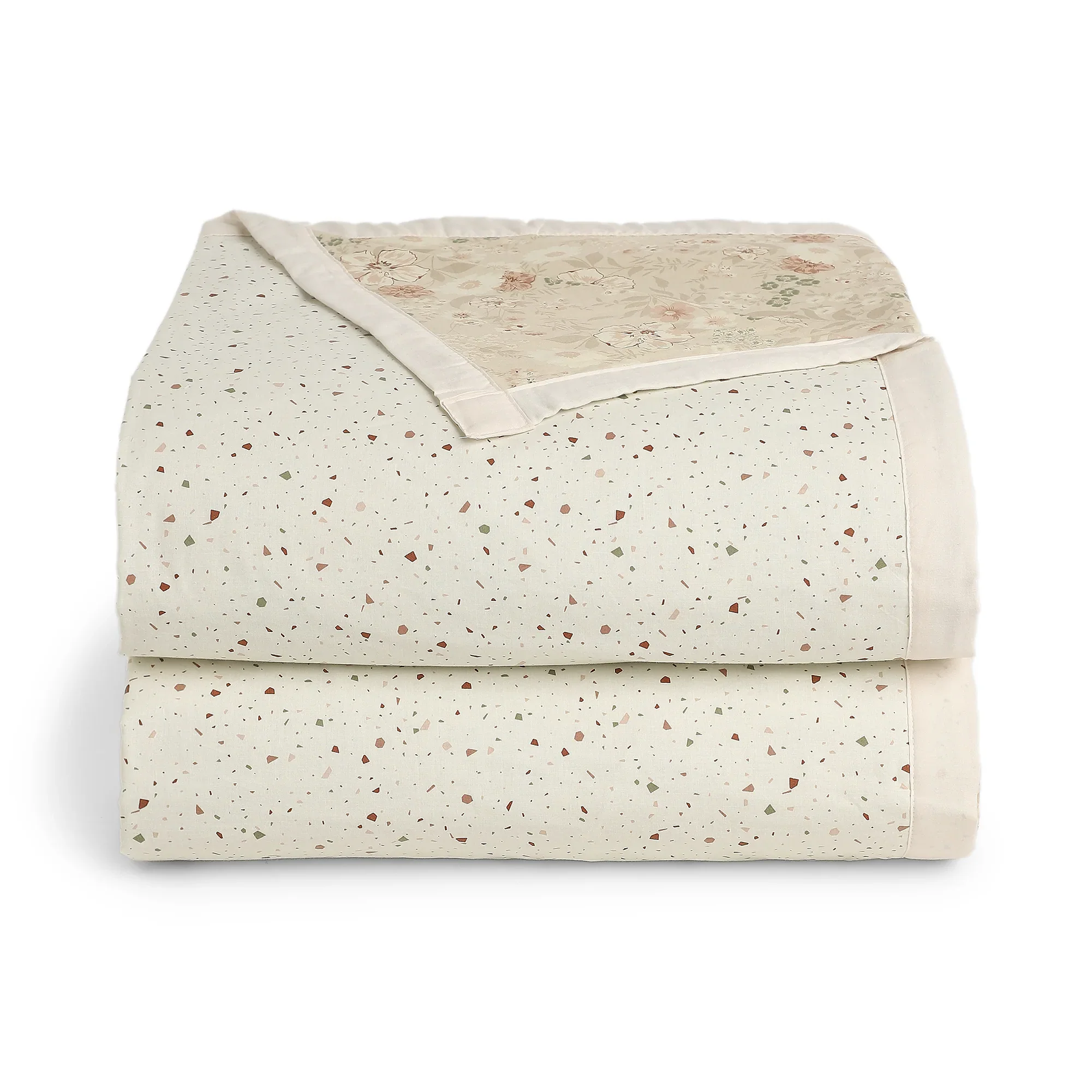 Mishella | Mix & Match Printed Coordinated Bedding Set | Set of Bedsheet & Dohars - Cream - Image 5