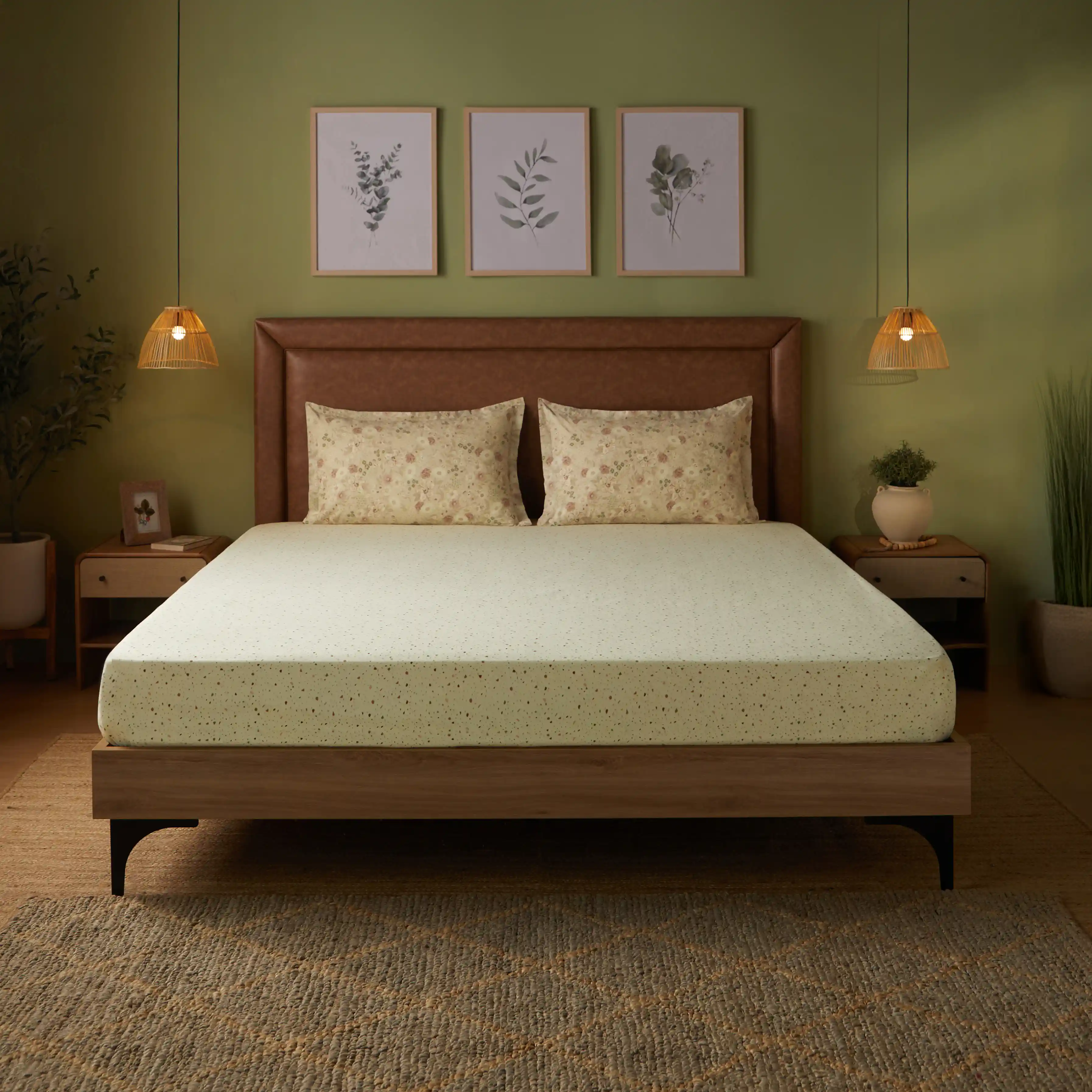 Mishella | Mix & Match Printed Cotton Bedsheet Set - Cream - Image 12