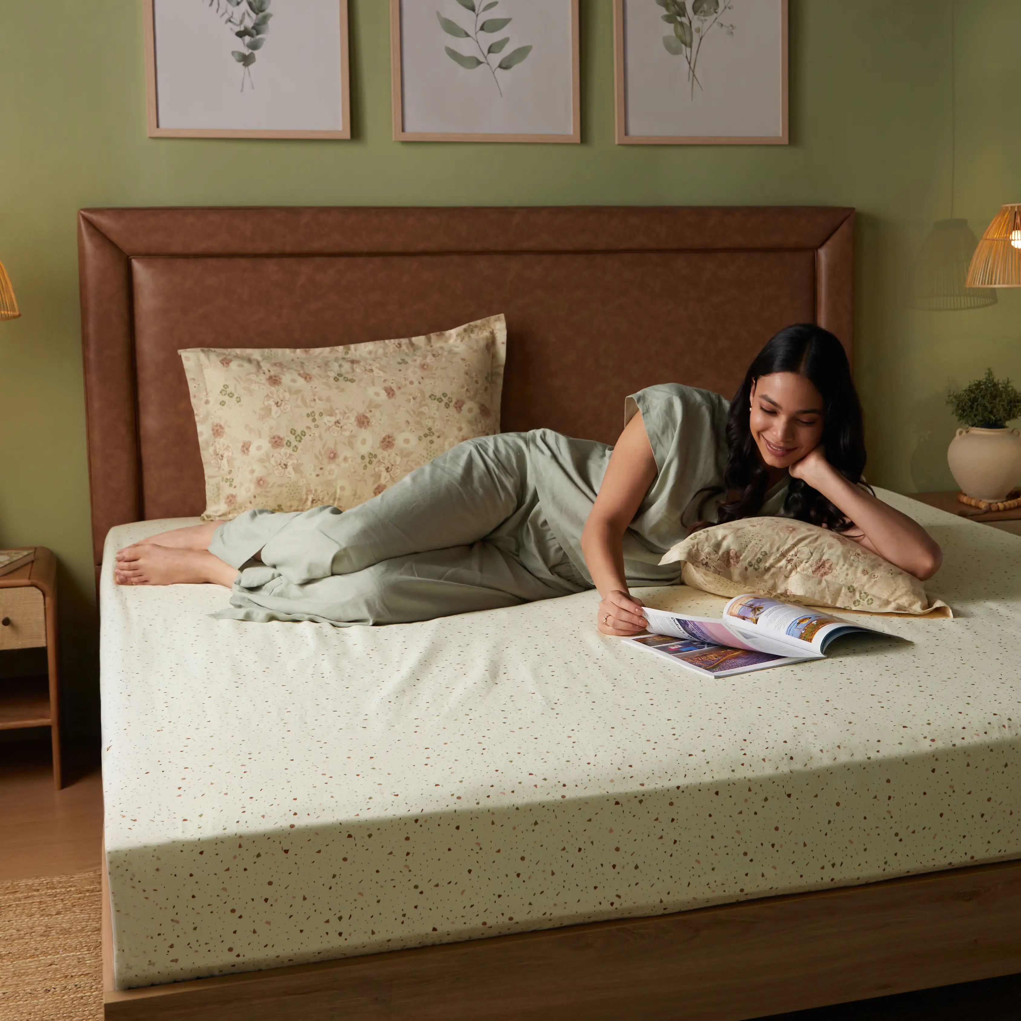 Mishella | Mix & Match Printed Cotton Bedsheet Set - Cream - Image 3