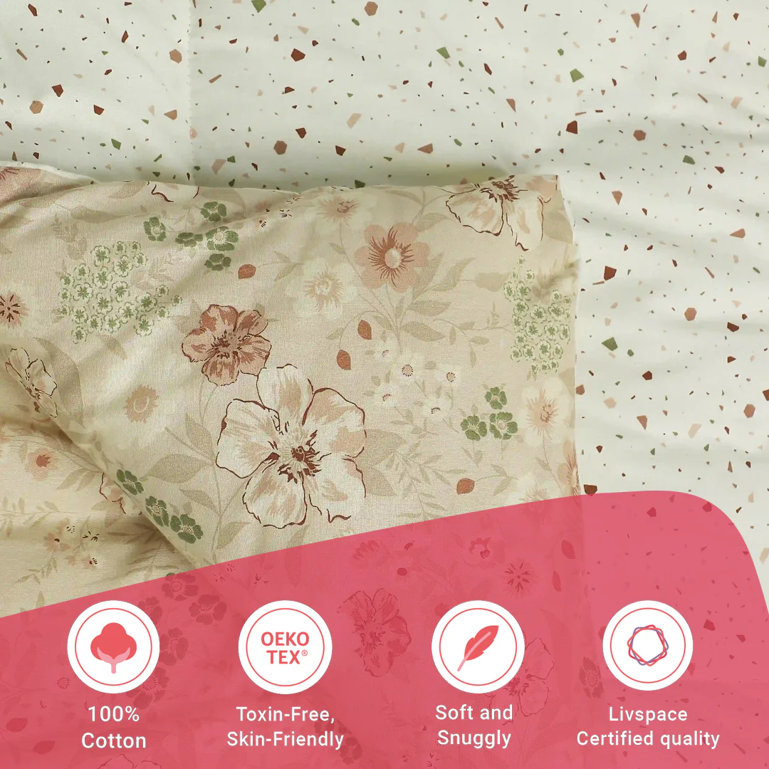 Mishella | Mix & Match Printed 120GSM Reversible Comforter - Cream - Image 11
