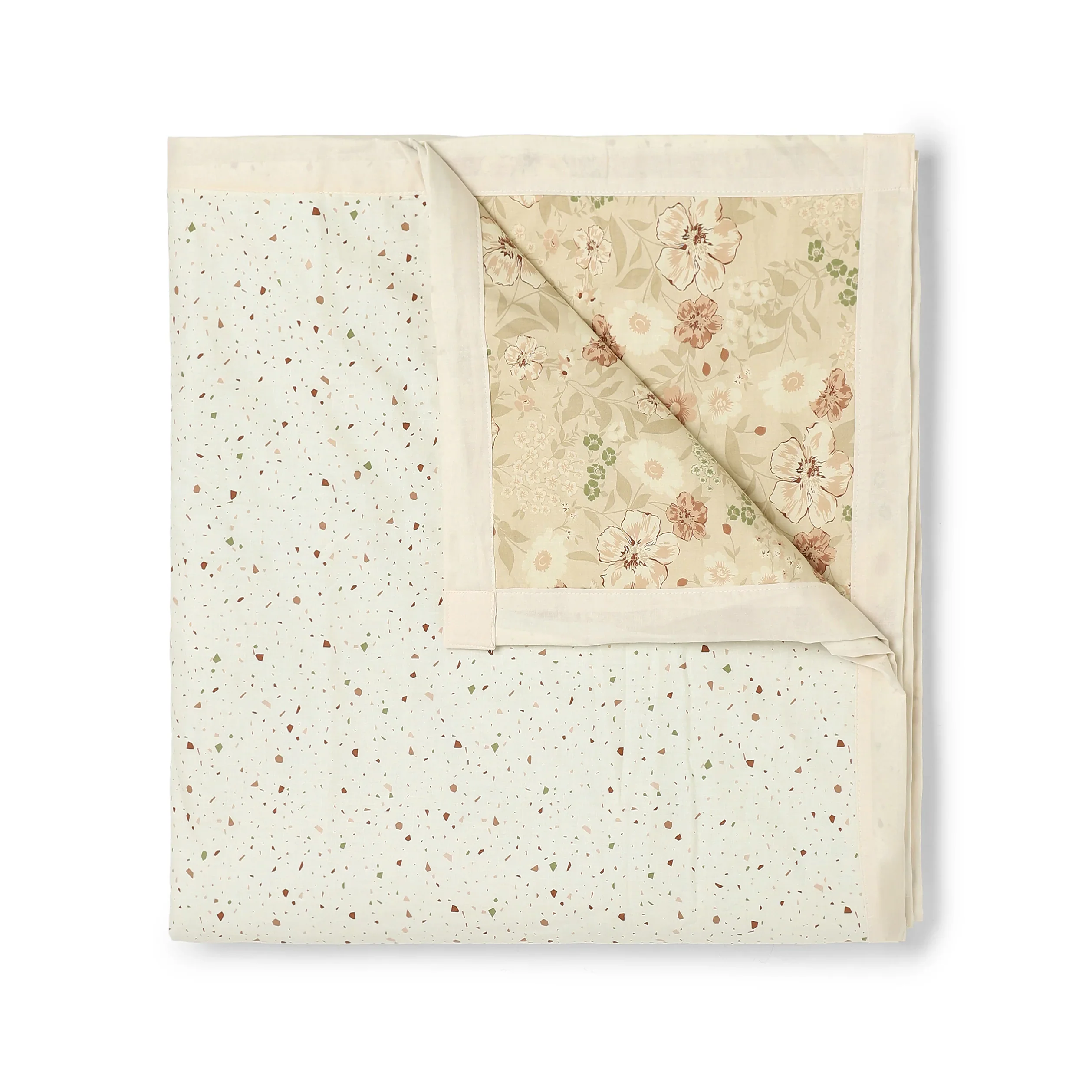 Mishella | Mix & Match Printed Reversible Dohar with Super Soft Flannel Layering - Cream - Image 9