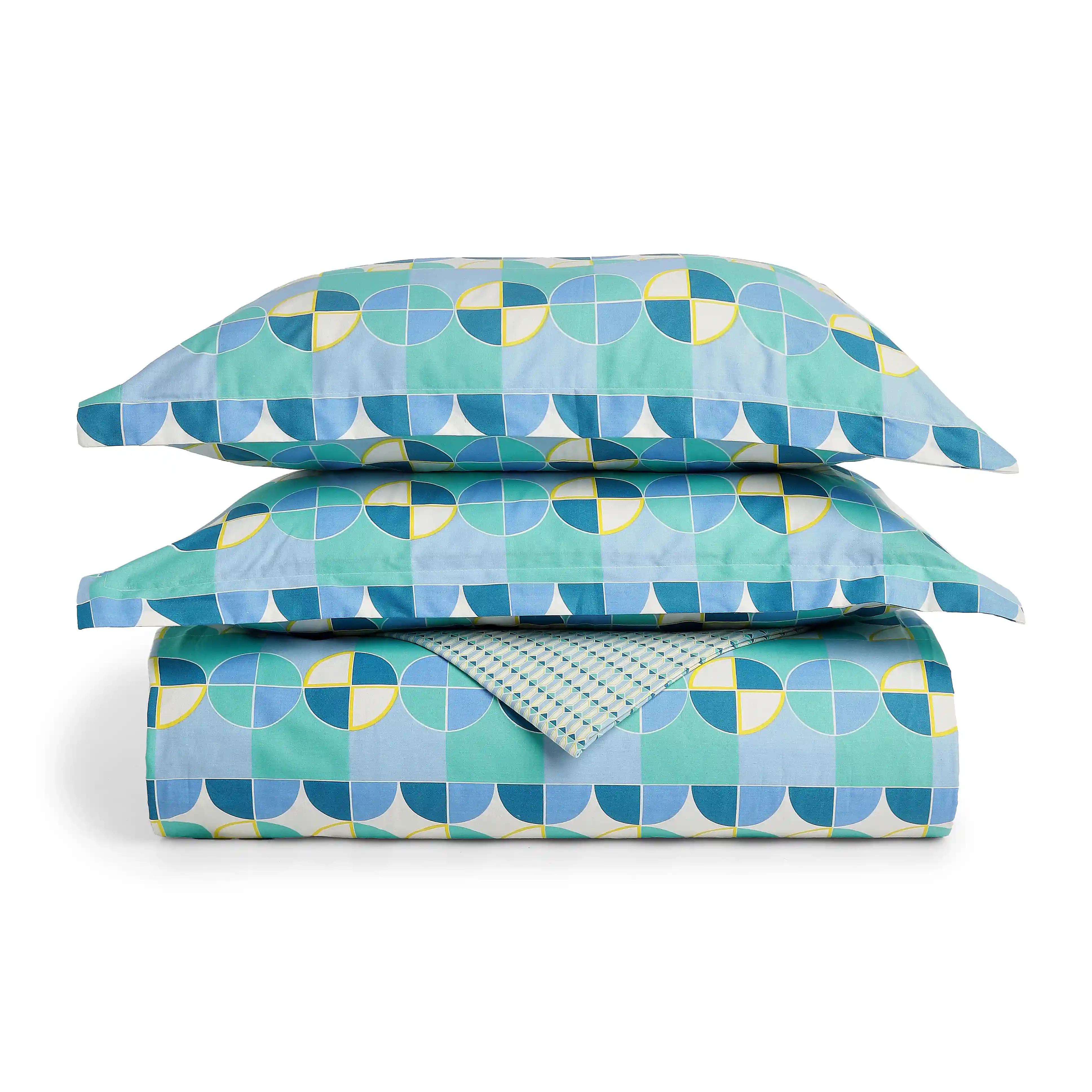 Mishella | Mix & Match Printed Coordinated Bedding Set | Set of Bedsheet & Dohar - Kaleido Teal - Image 4