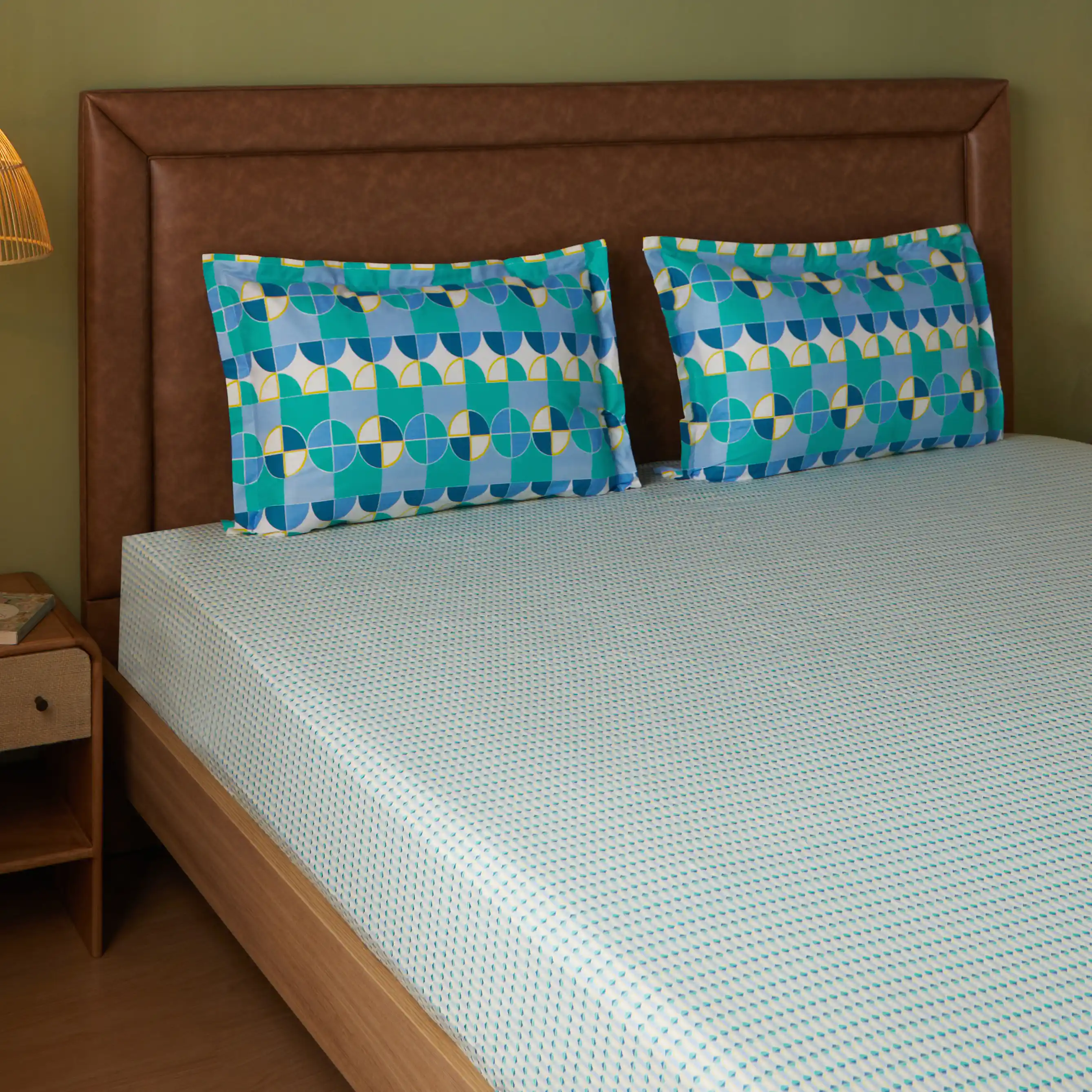 Mishella | Mix & Match Printed Cotton Bedsheet Set - Kaleido Teal - Image 11