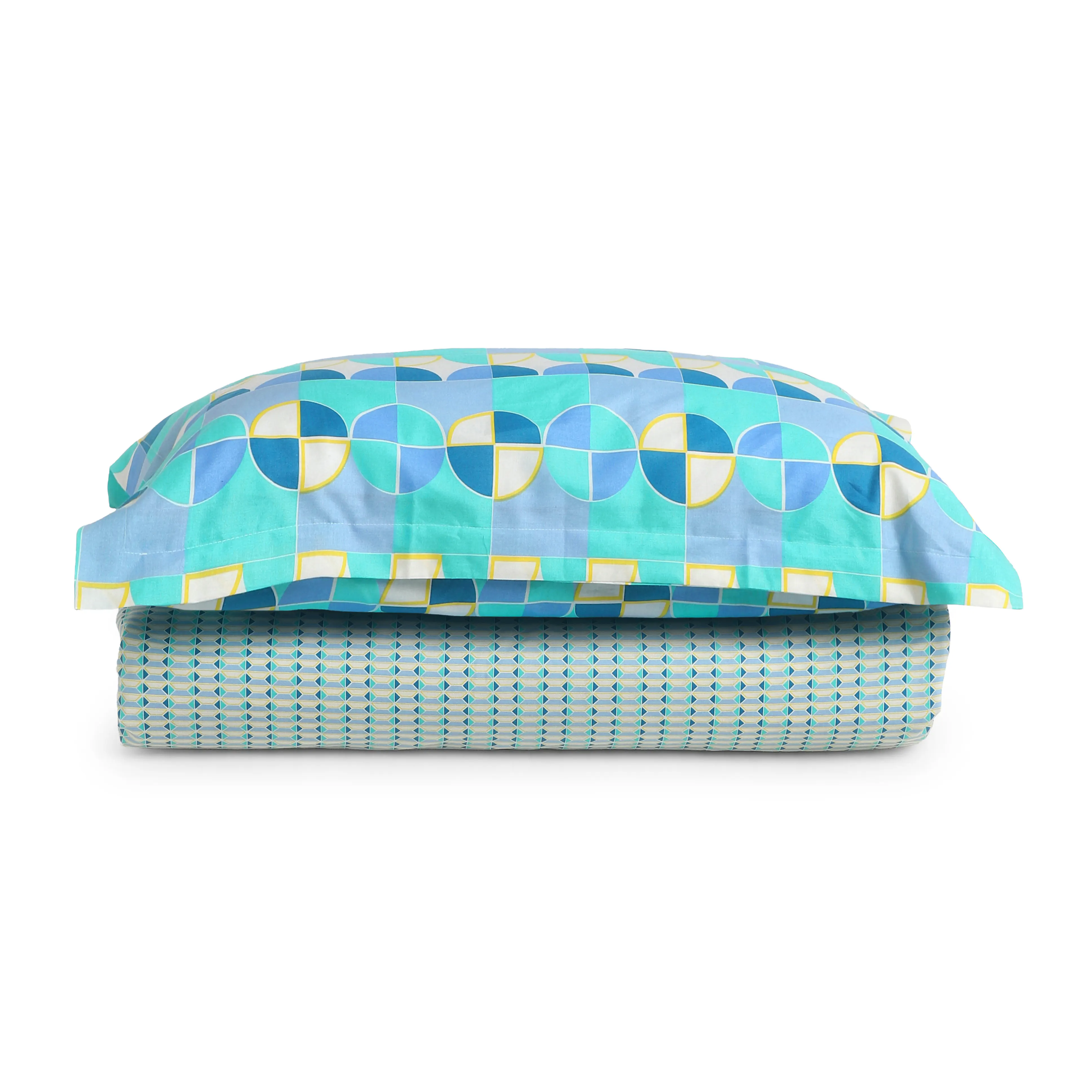 Mishella | Mix & Match Printed Cotton Bedsheet Set - Kaleido Teal - Image 4
