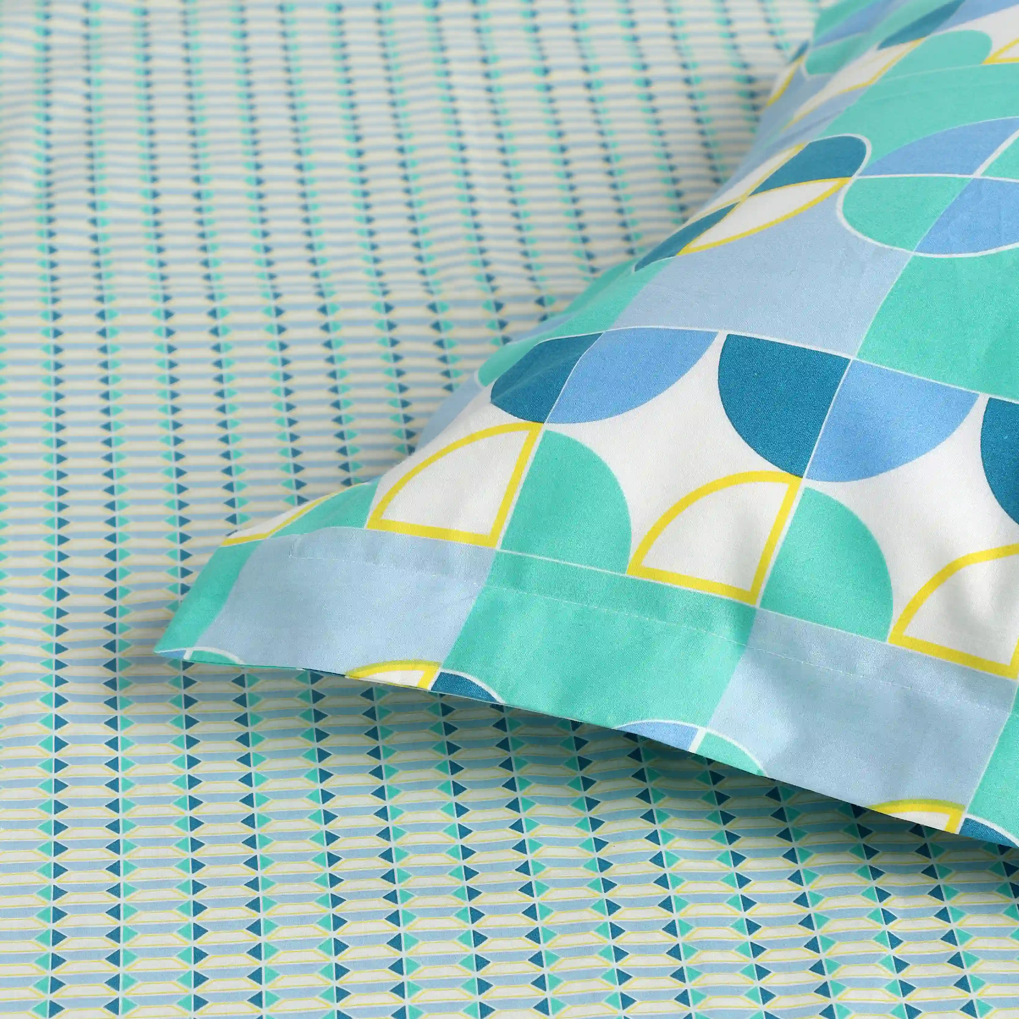 Mishella | Mix & Match Printed Cotton Bedsheet Set - Kaleido Teal - Image 5