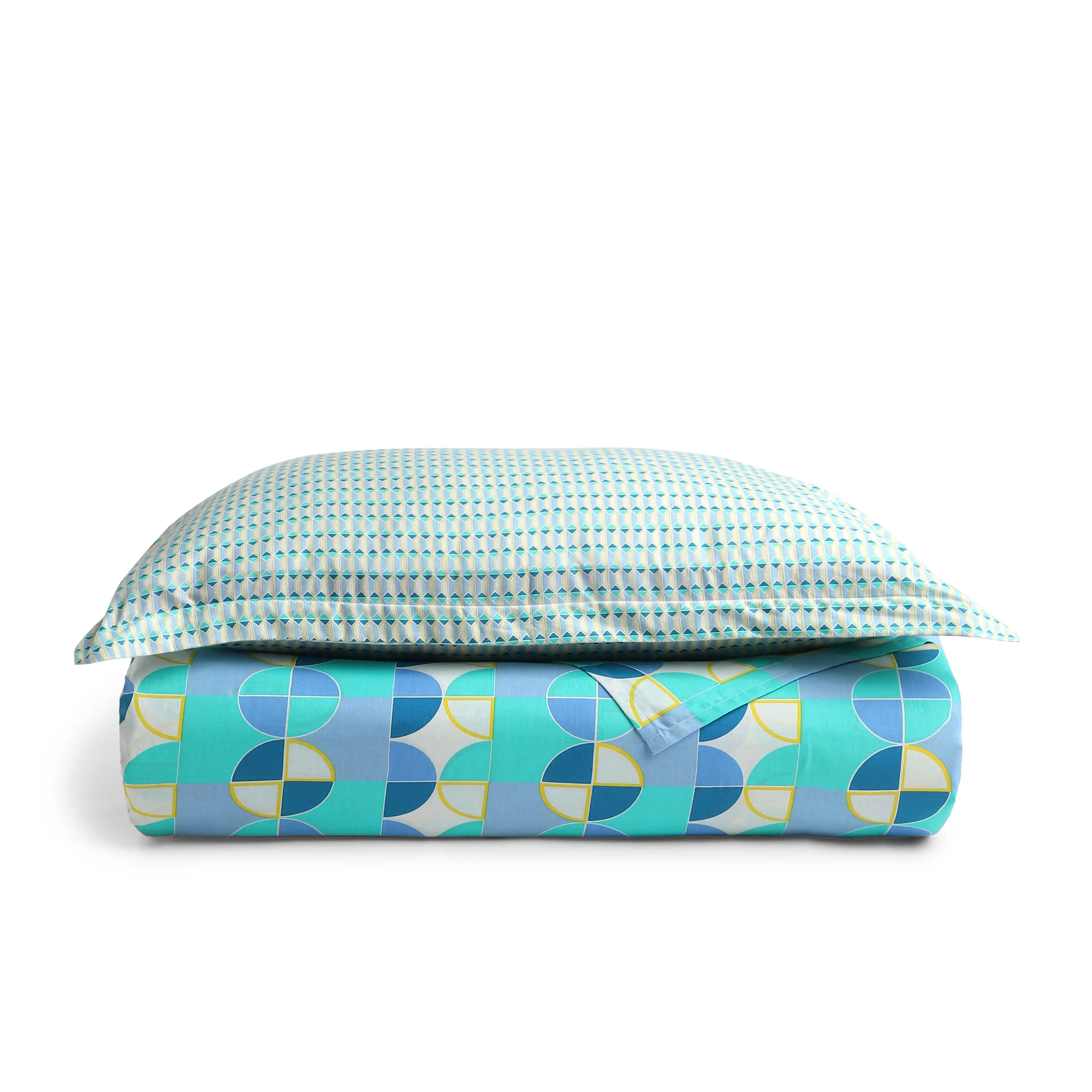 Mishella | Mix & Match Printed Cotton Bedsheet Set - Orbit Teal - Image 4
