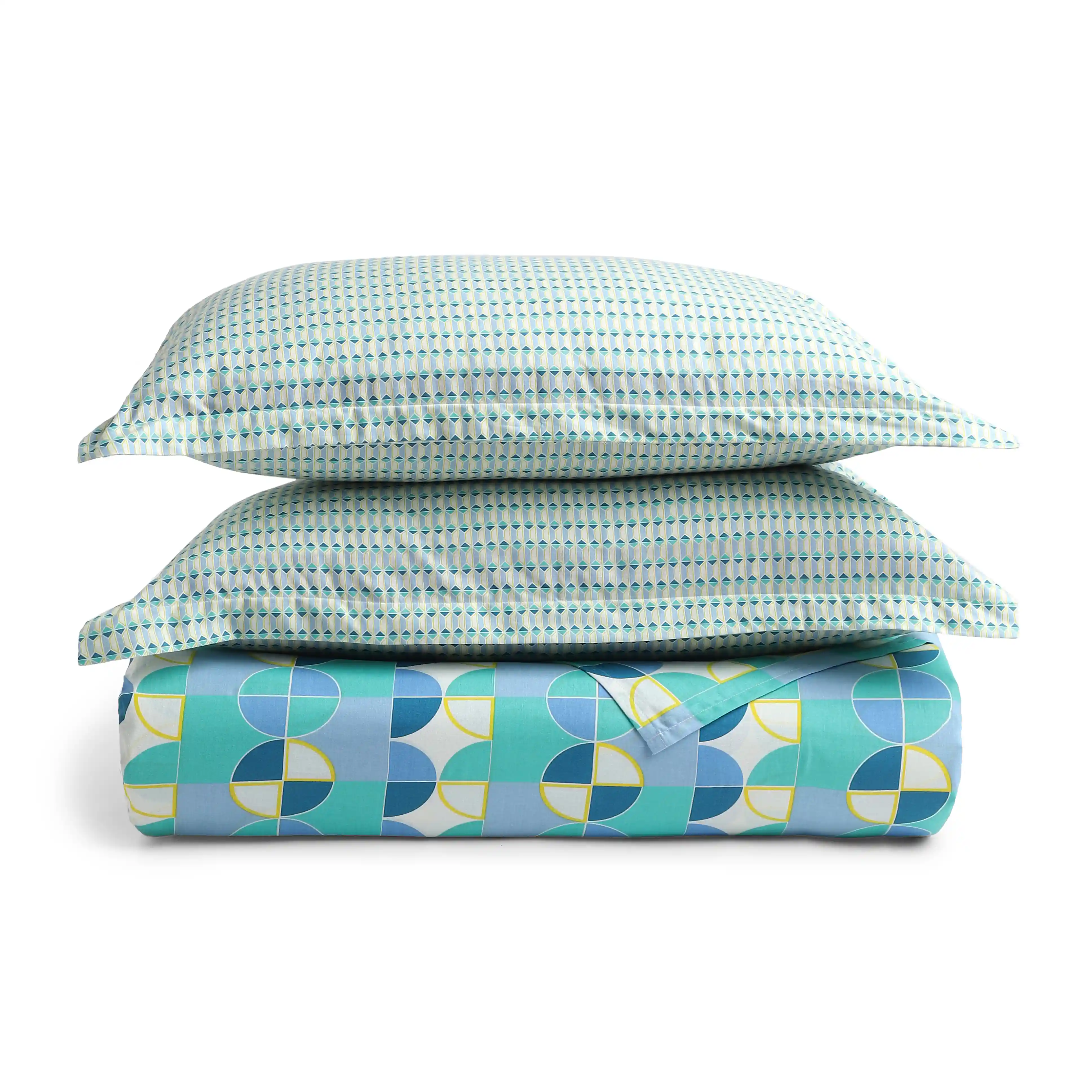 Mishella | Mix & Match Printed Cotton Bedsheet Set - Orbit Teal - Image 9
