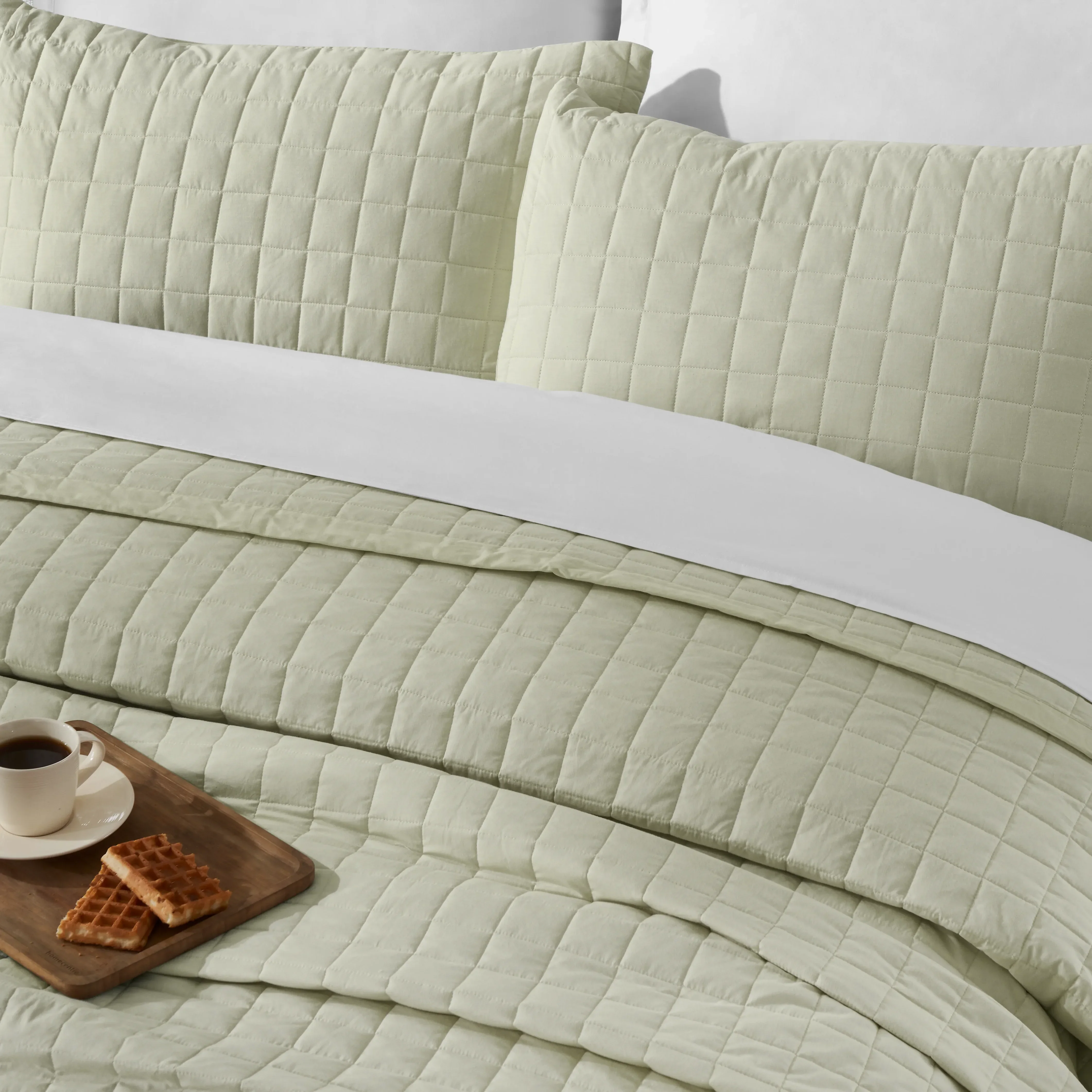Nuvola | Luxurious Solid Dyed Box Quilted Cotton Bedcover Set - Image 17