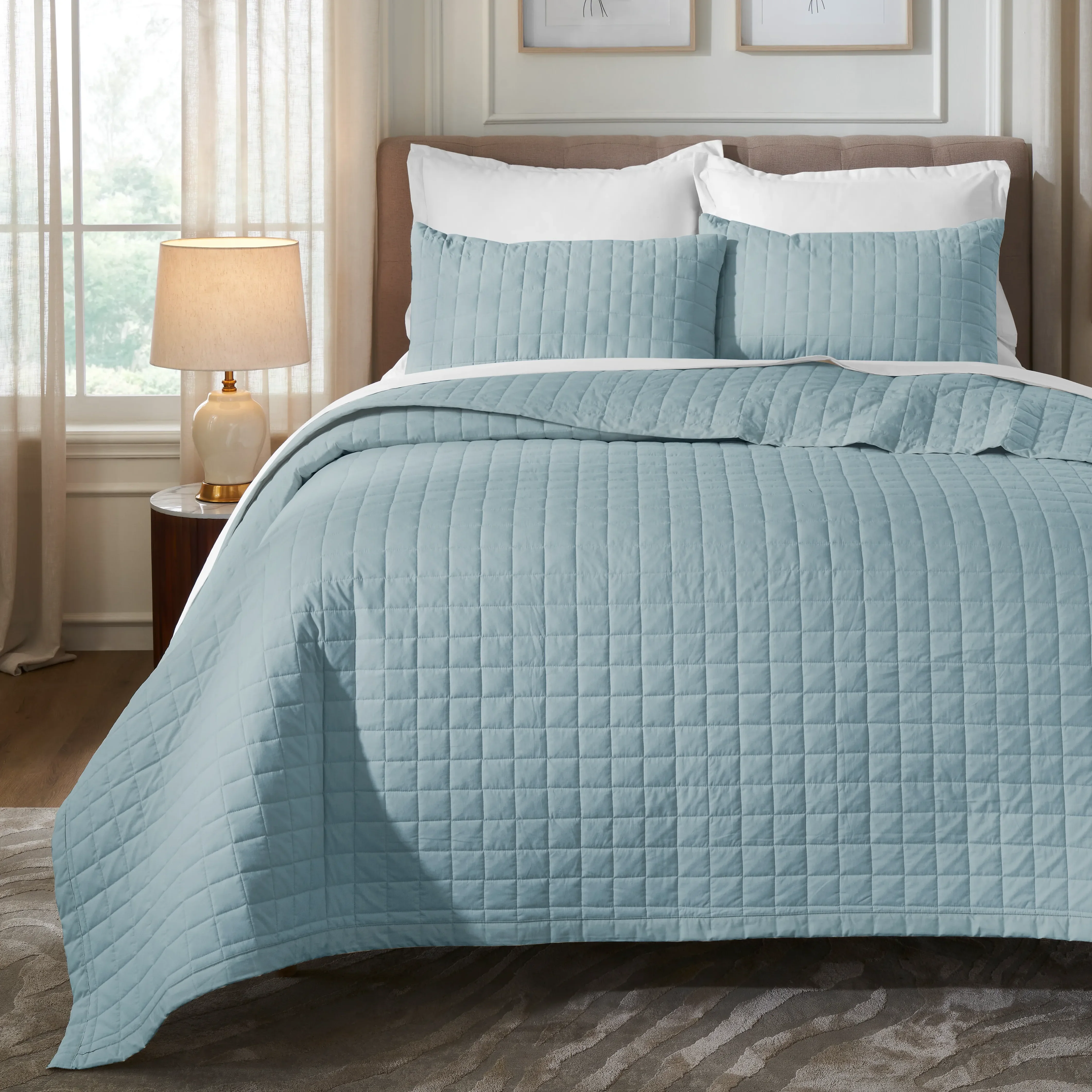 Nuvola | Luxurious Solid Dyed Box Quilted Cotton Bedcover Set - Image 19