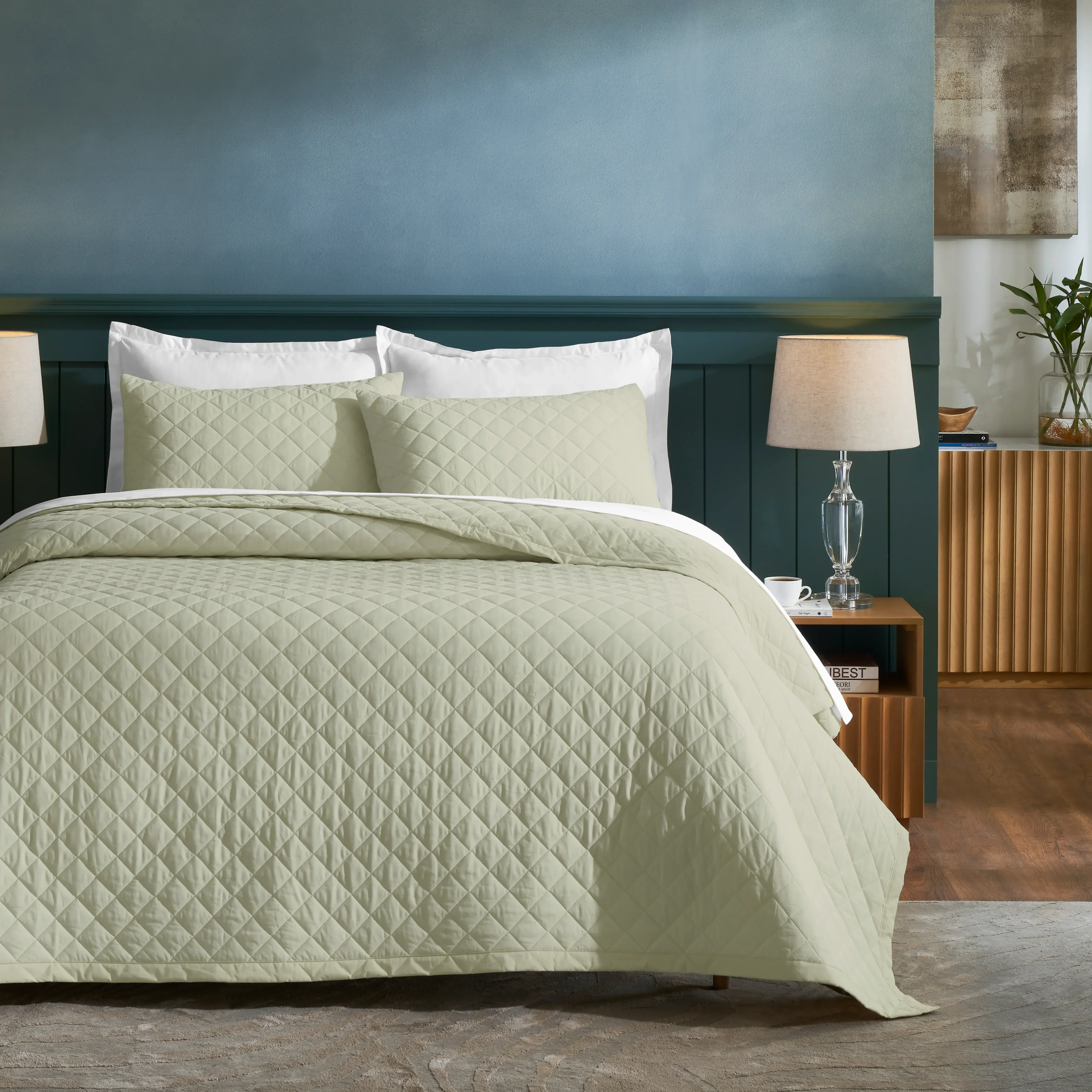Nuvola | Luxurious Solid Dyed Diamond Quilted Cotton Bedcover Set - Image 13