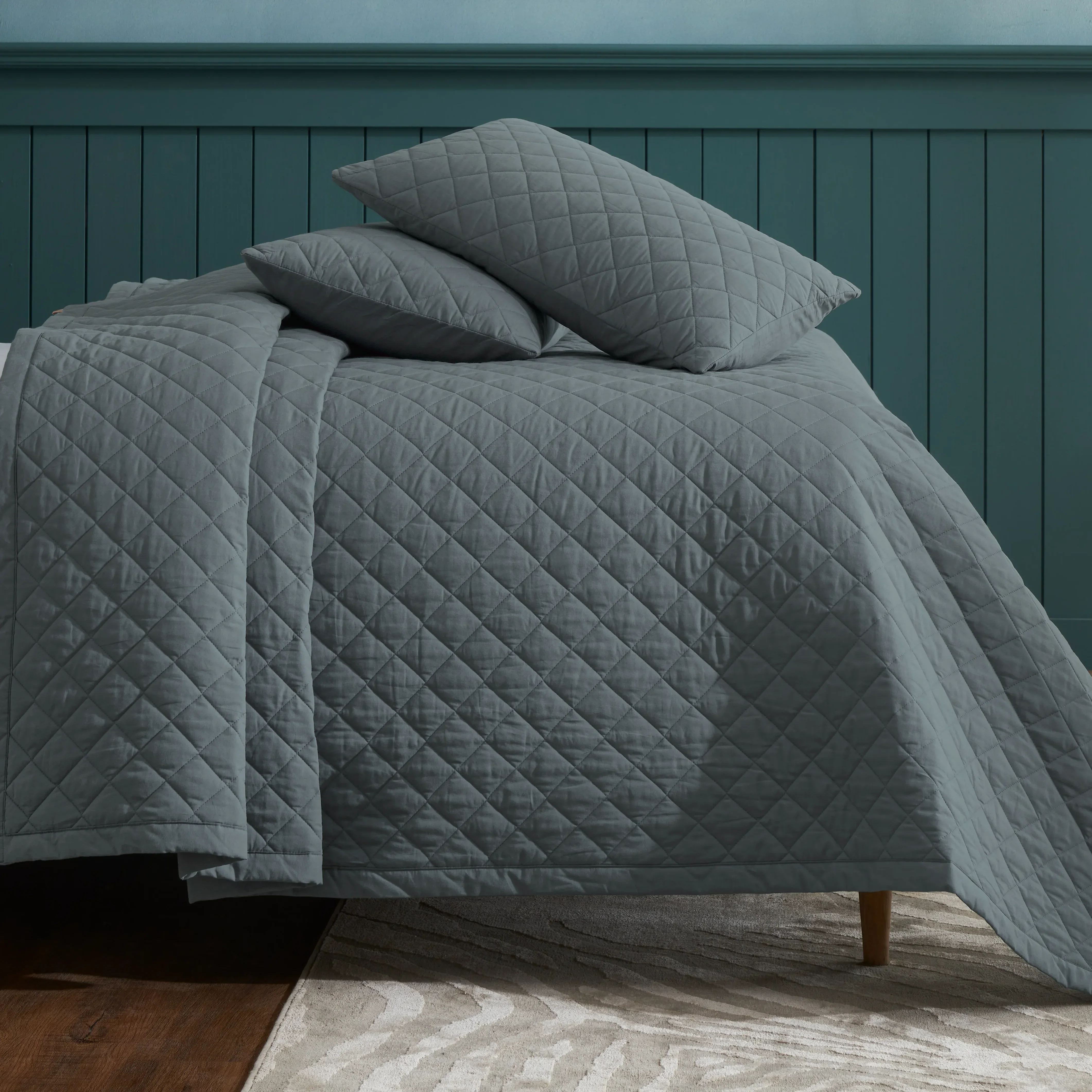 Nuvola | Luxurious Solid Dyed Diamond Quilted Cotton Bedcover Set - Image 34