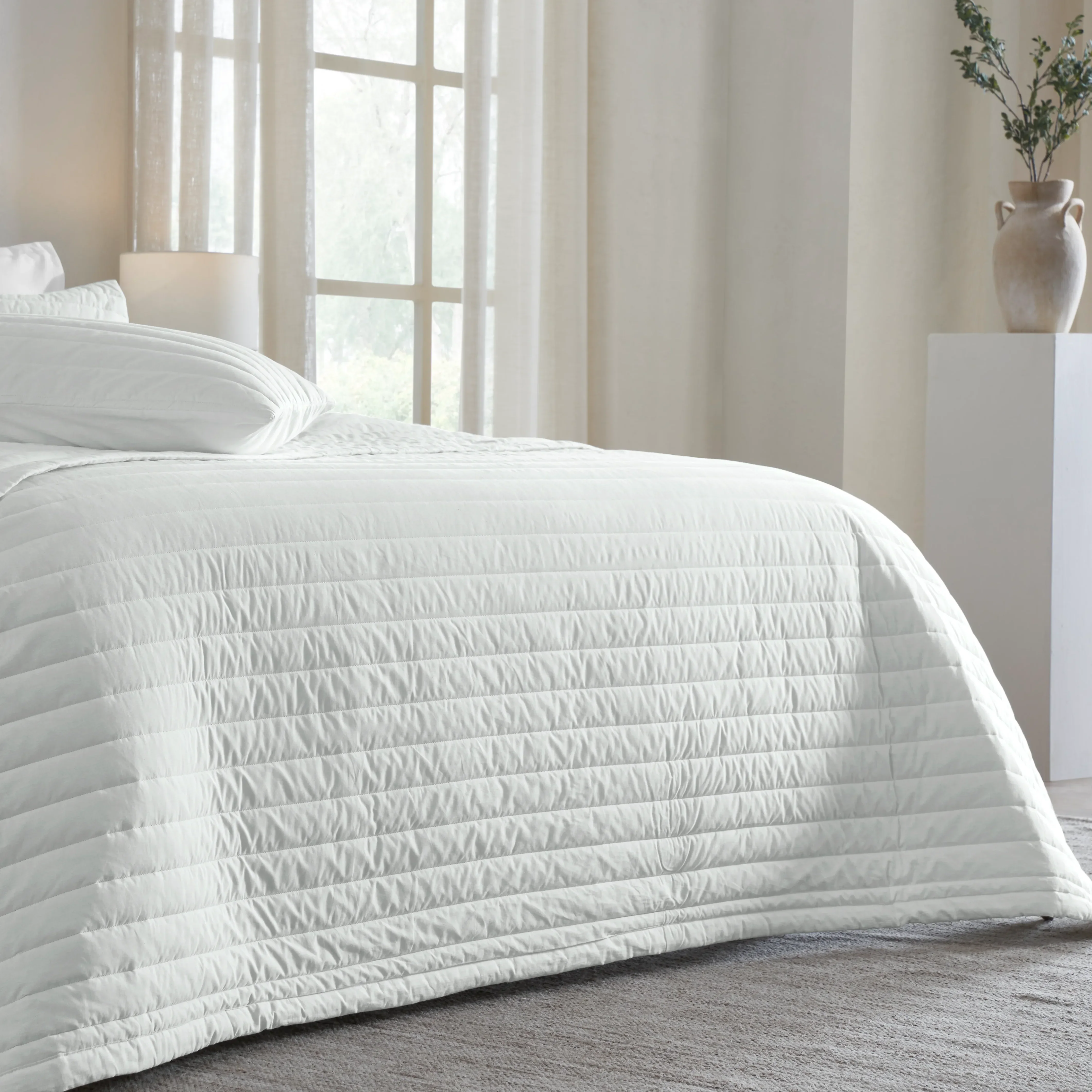 Nuvola | Luxurious Solid Dyed Straight Quilted Cotton Bedcover Set - Image 3