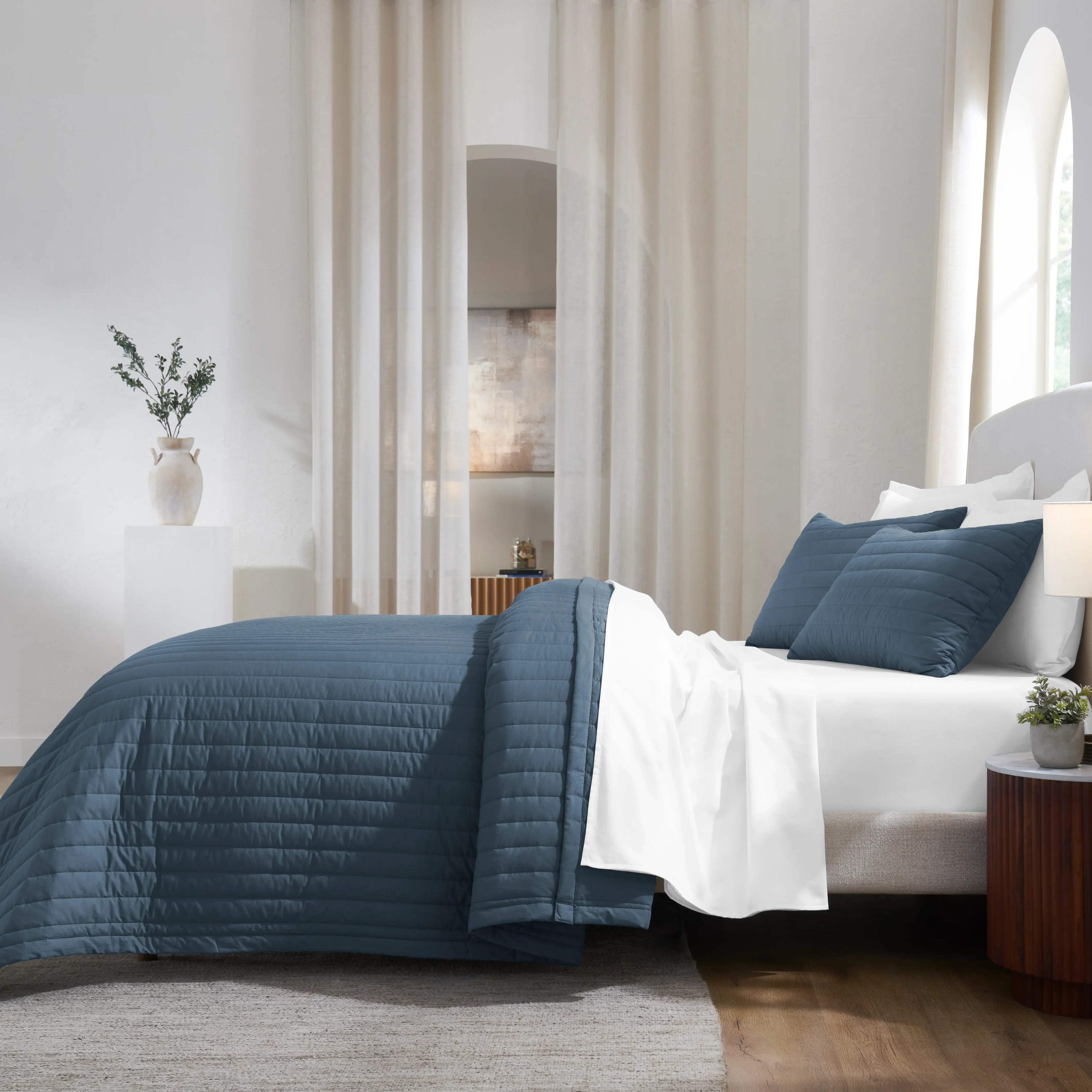 Nuvola | Luxurious Solid Dyed Straight Quilted Cotton Bedcover Set - Image 38