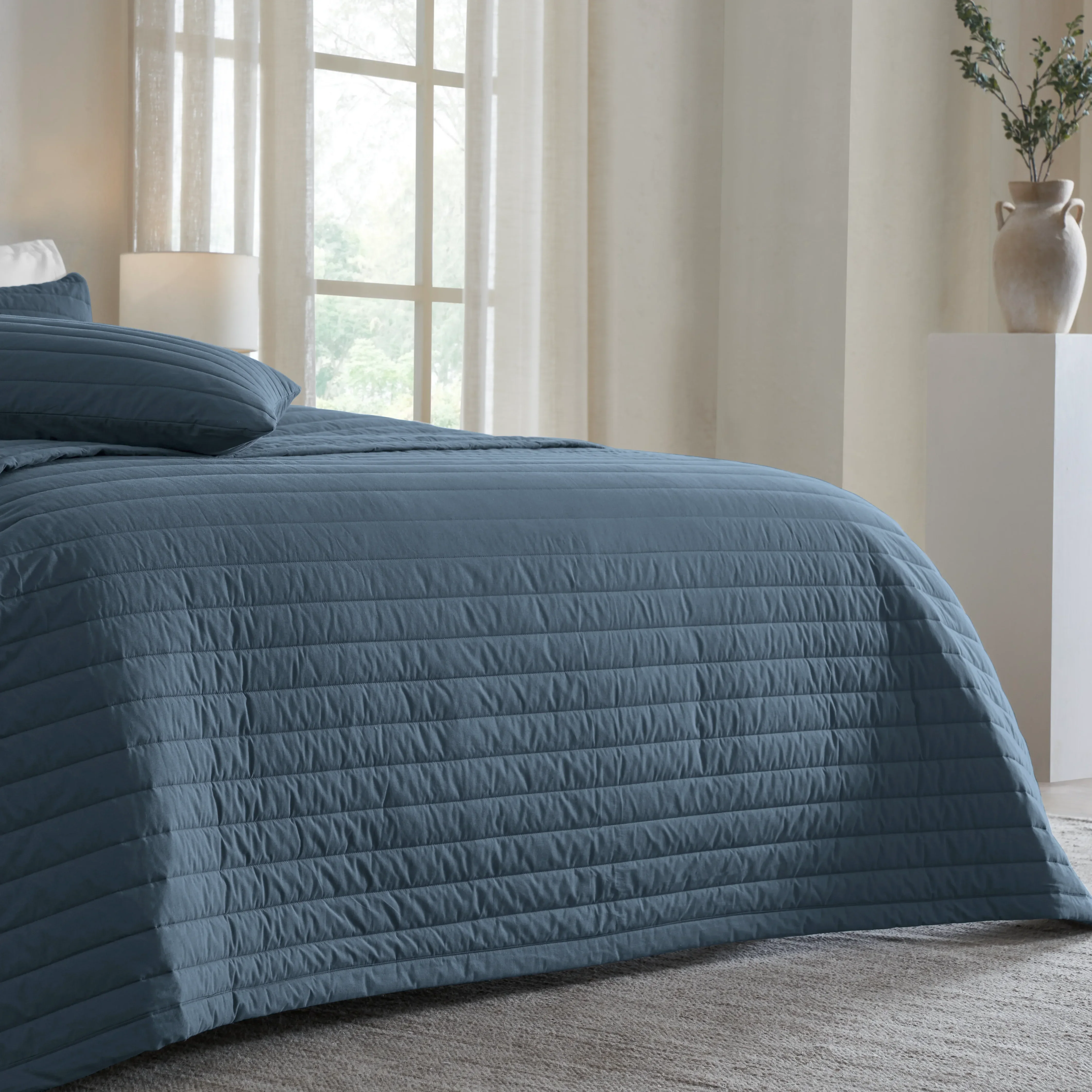 Nuvola | Luxurious Solid Dyed Straight Quilted Cotton Bedcover Set - Image 39