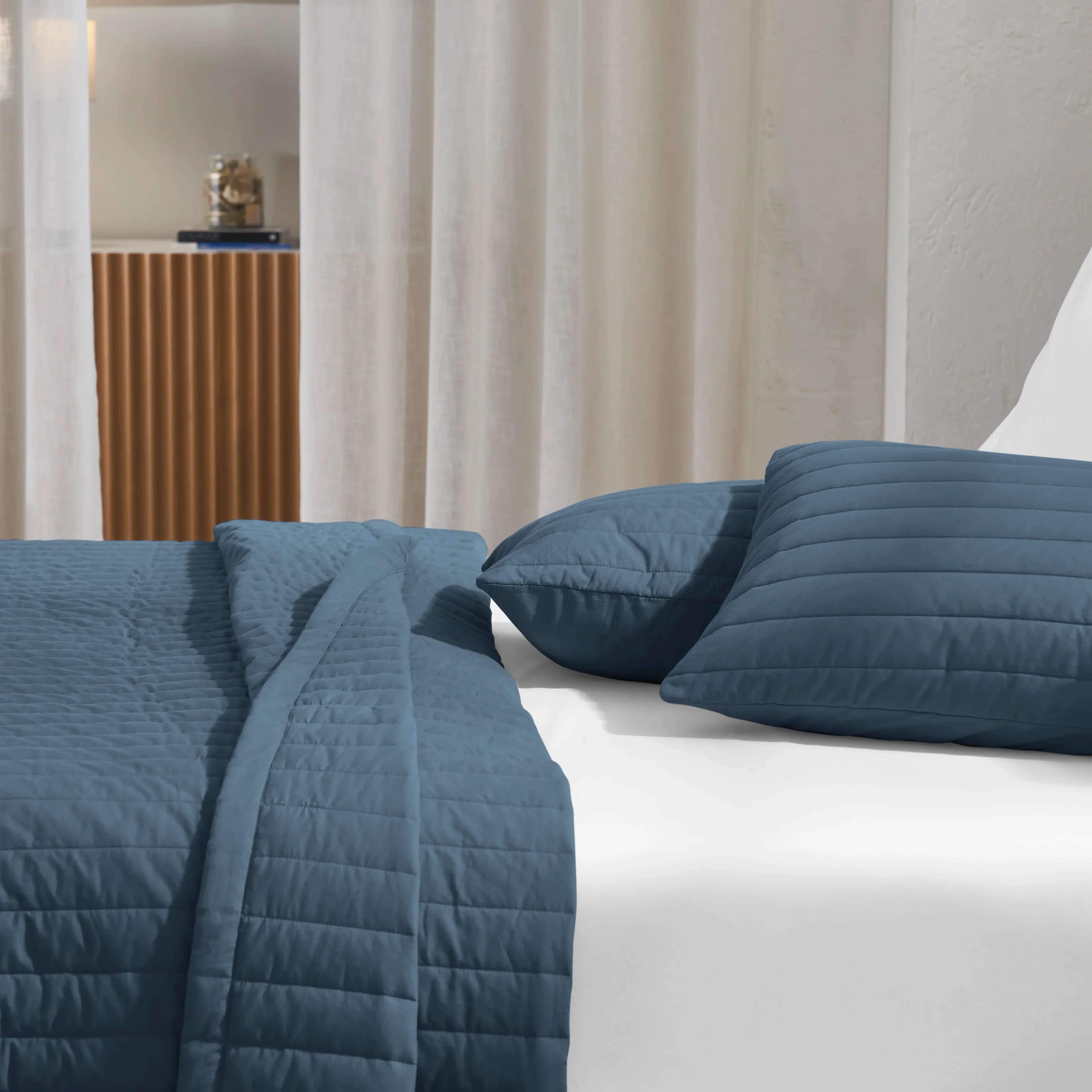 Nuvola | Luxurious Solid Dyed Straight Quilted Cotton Bedcover Set - Image 40