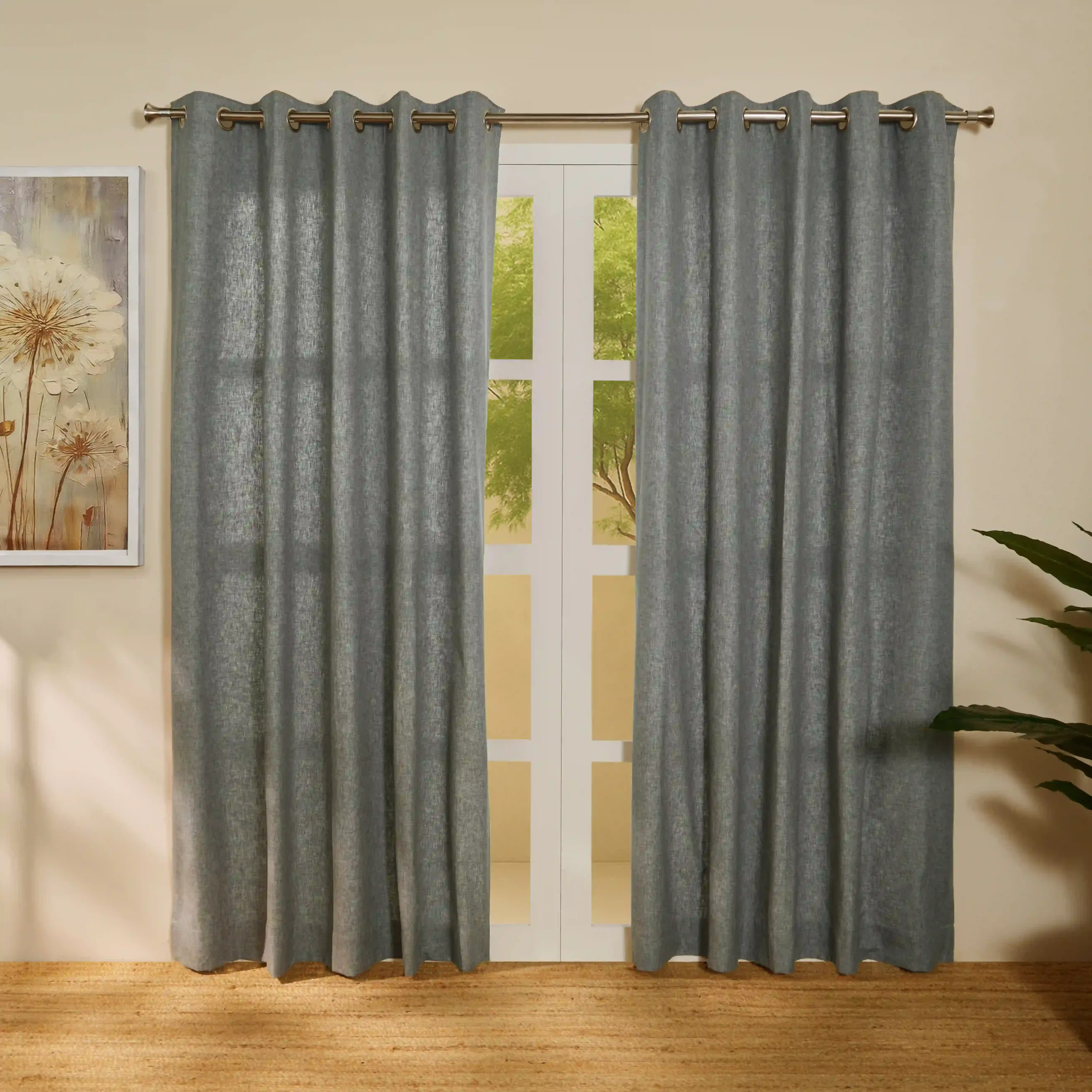 Paleto Set Of 2 Solid Readymade Curtains | Monsoon Hues - Image 17