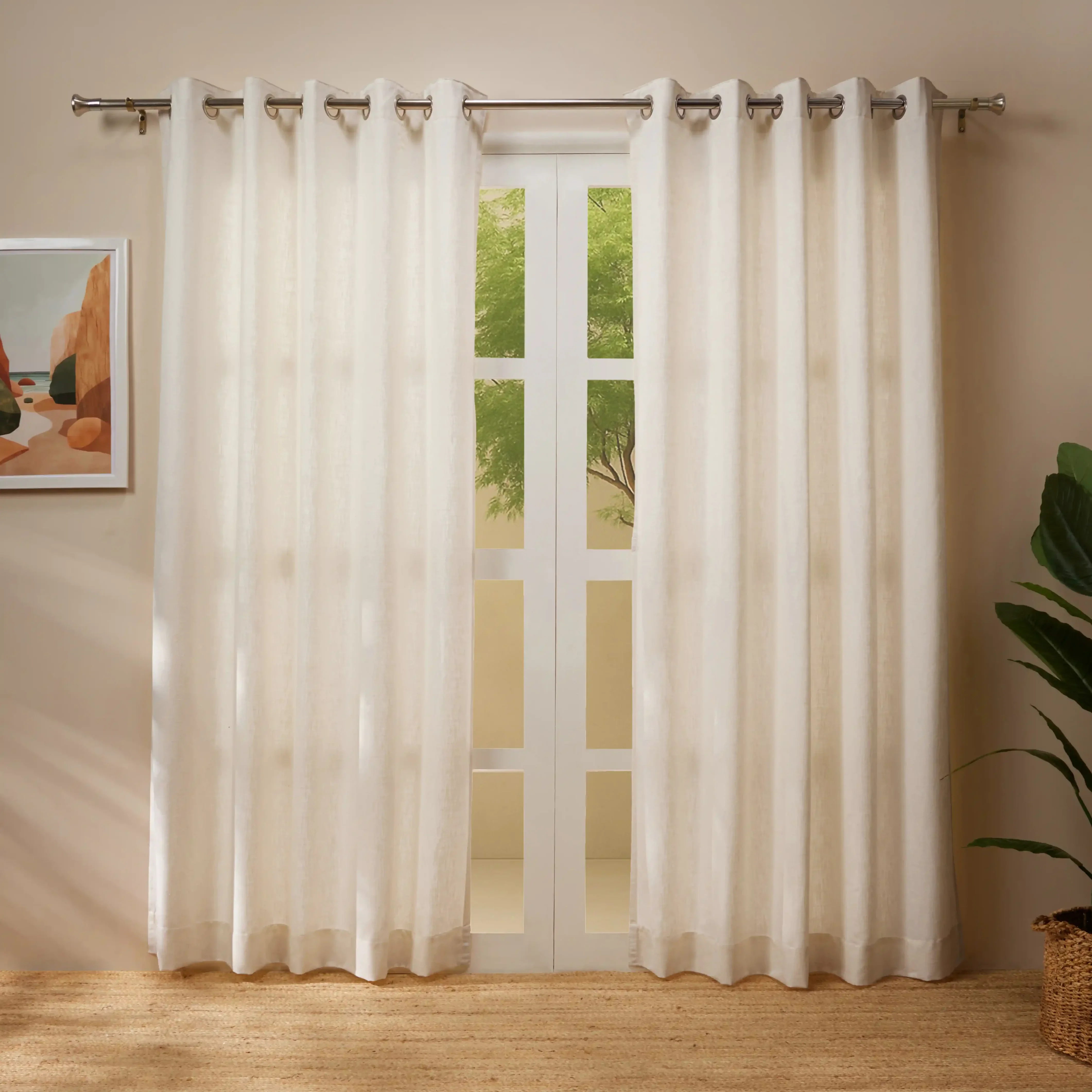 Paleto Set Of 2 Solid Readymade Curtains | Monsoon Hues - Image 9