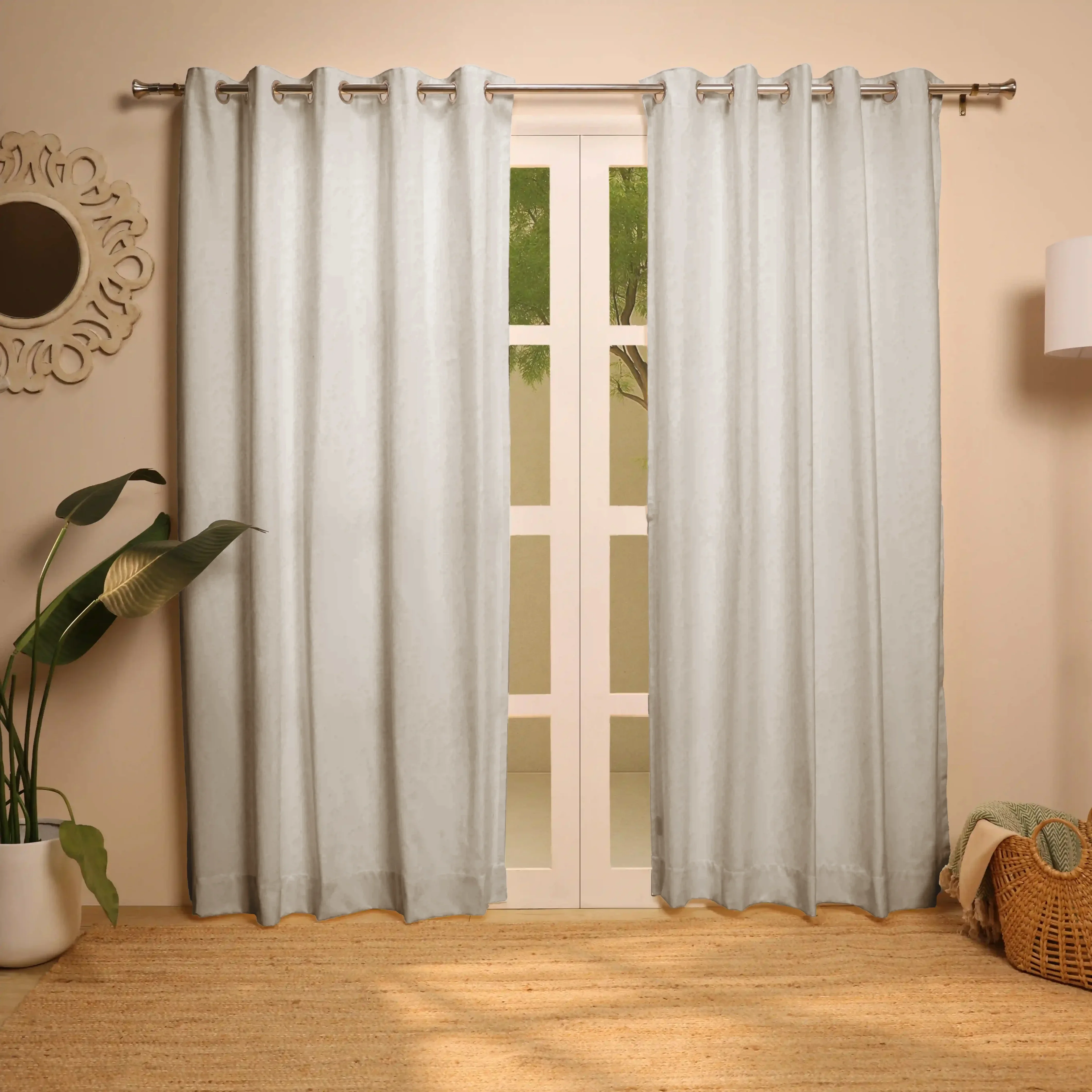 Paleto Set Of 2 Solid Readymade Curtains | Neutral Notes - Image 15