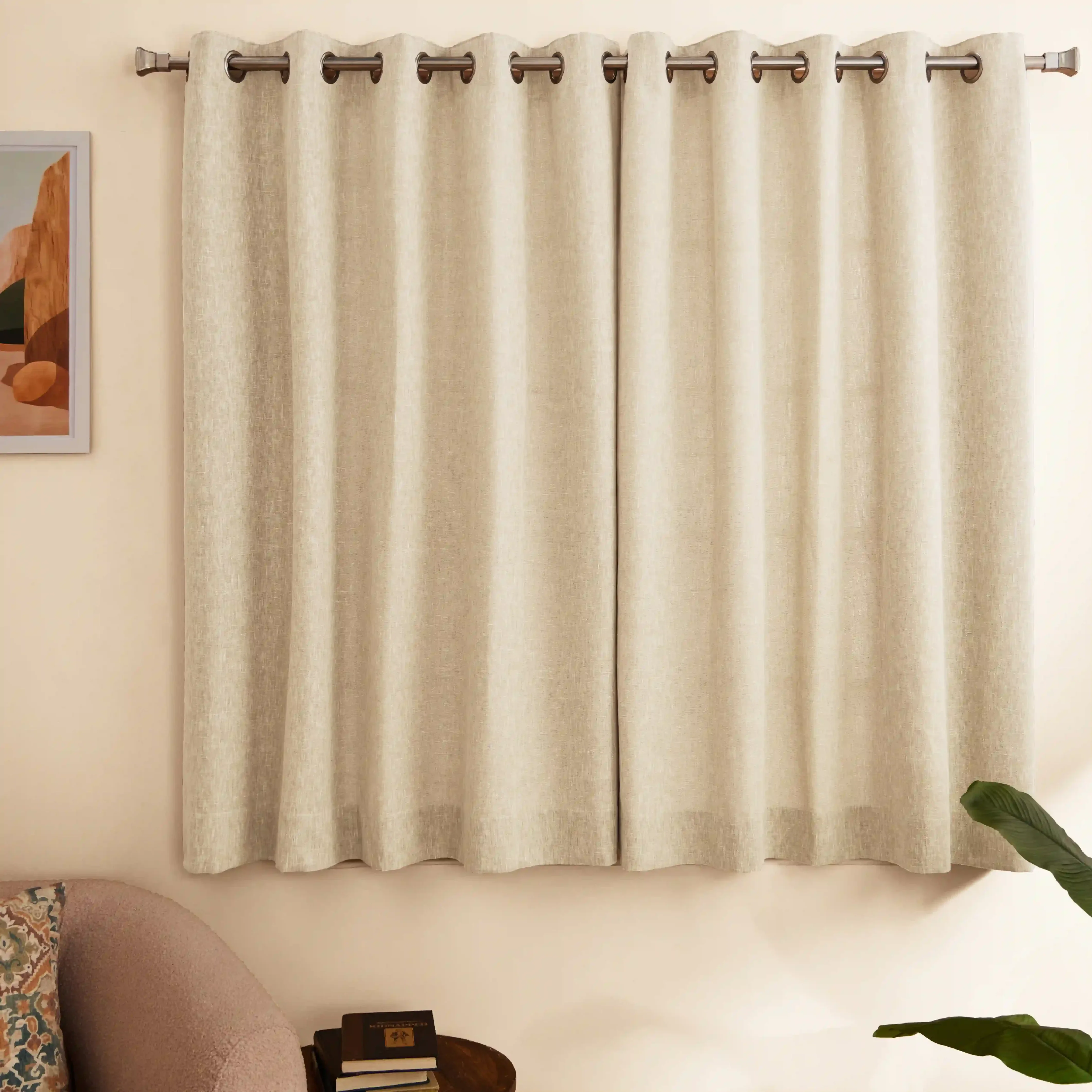 Paleto Set Of 2 Solid Readymade Curtains | Neutral Notes - Image 21