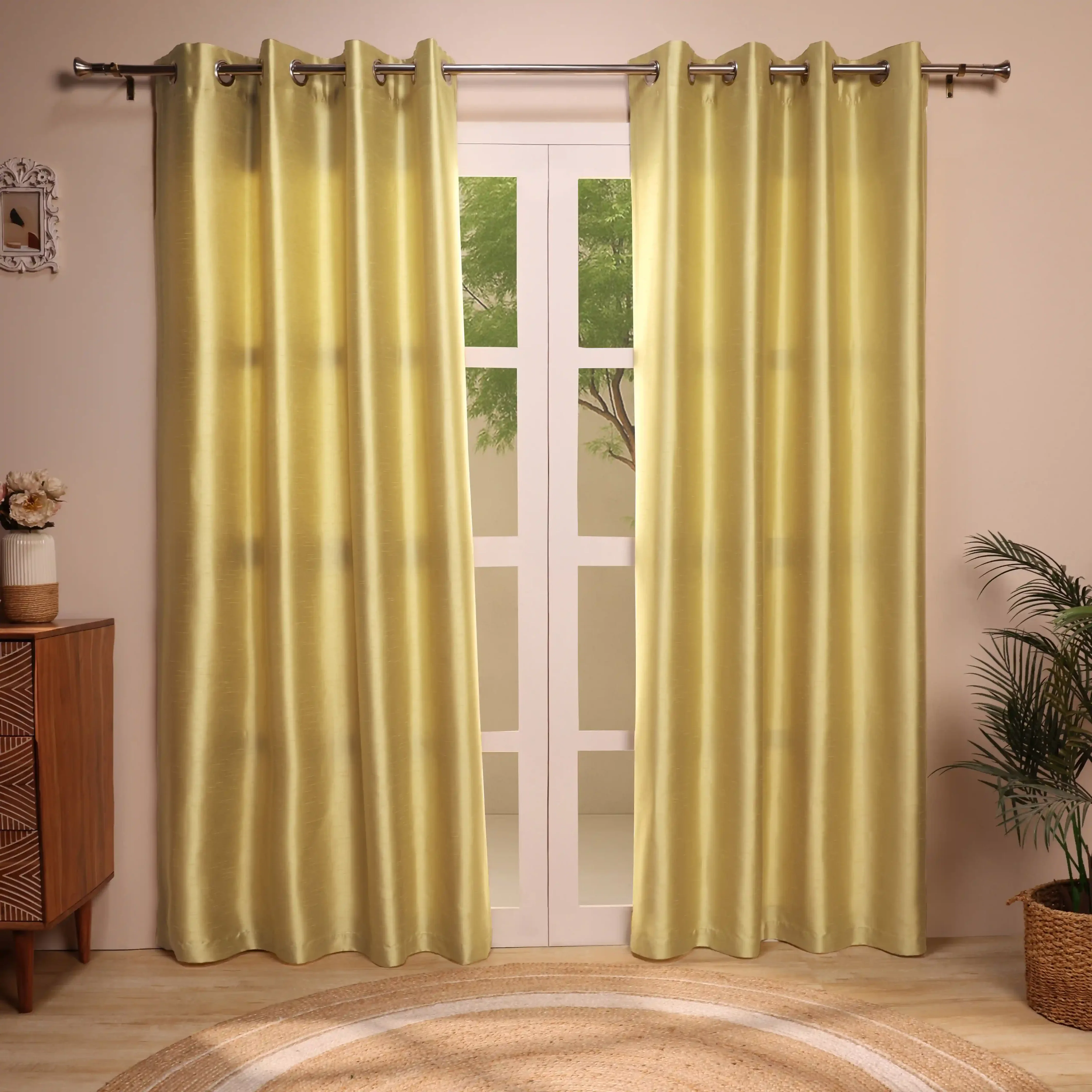 Paleto Set Of 2 Solid Readymade Curtains | Pure Hues - Image 73