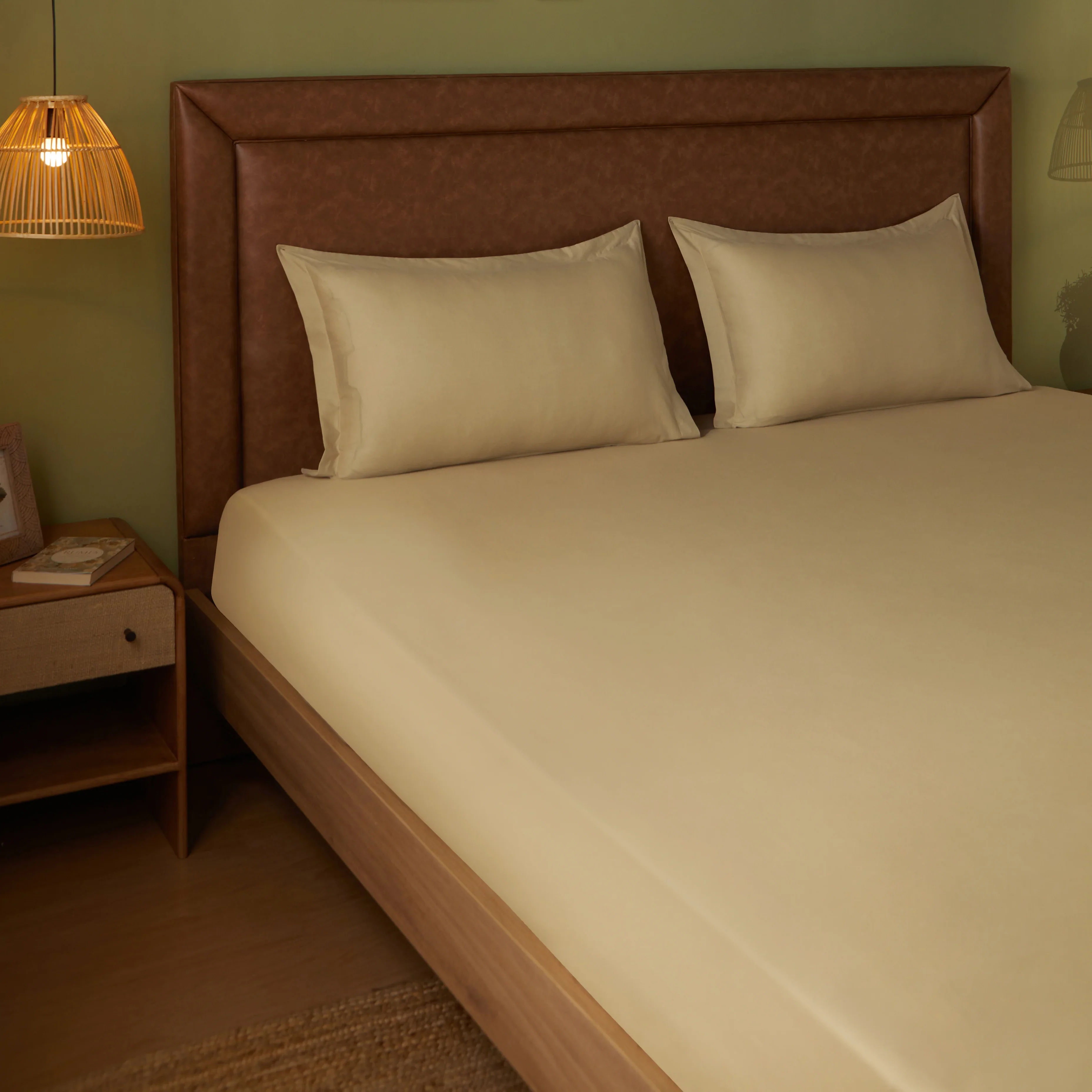Paleto | Everyday Hues Solid Dyed Cotton Bedsheet Set-Beige - Image 11