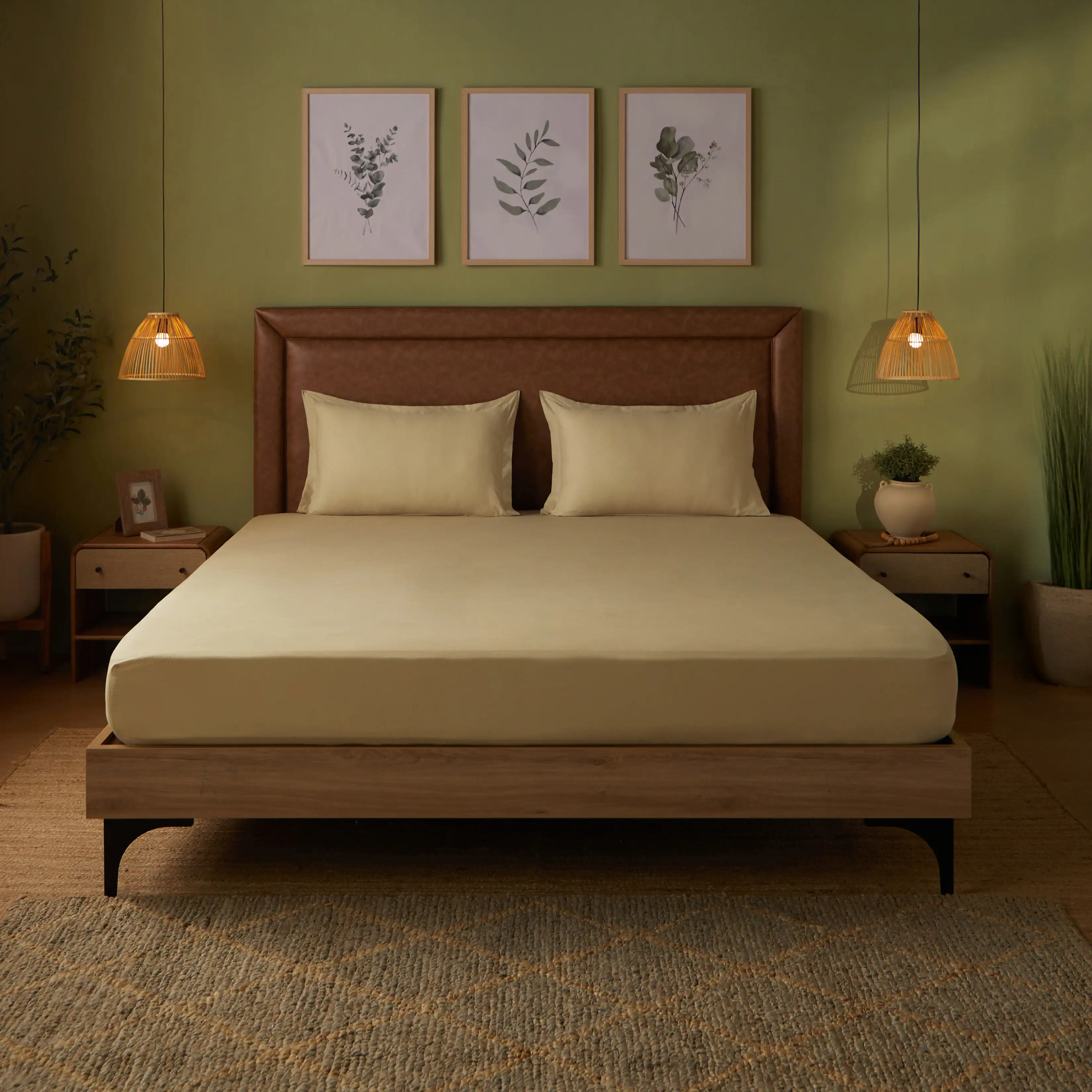 Paleto | Everyday Hues Solid Dyed Cotton Bedsheet Set-Beige - Image 7