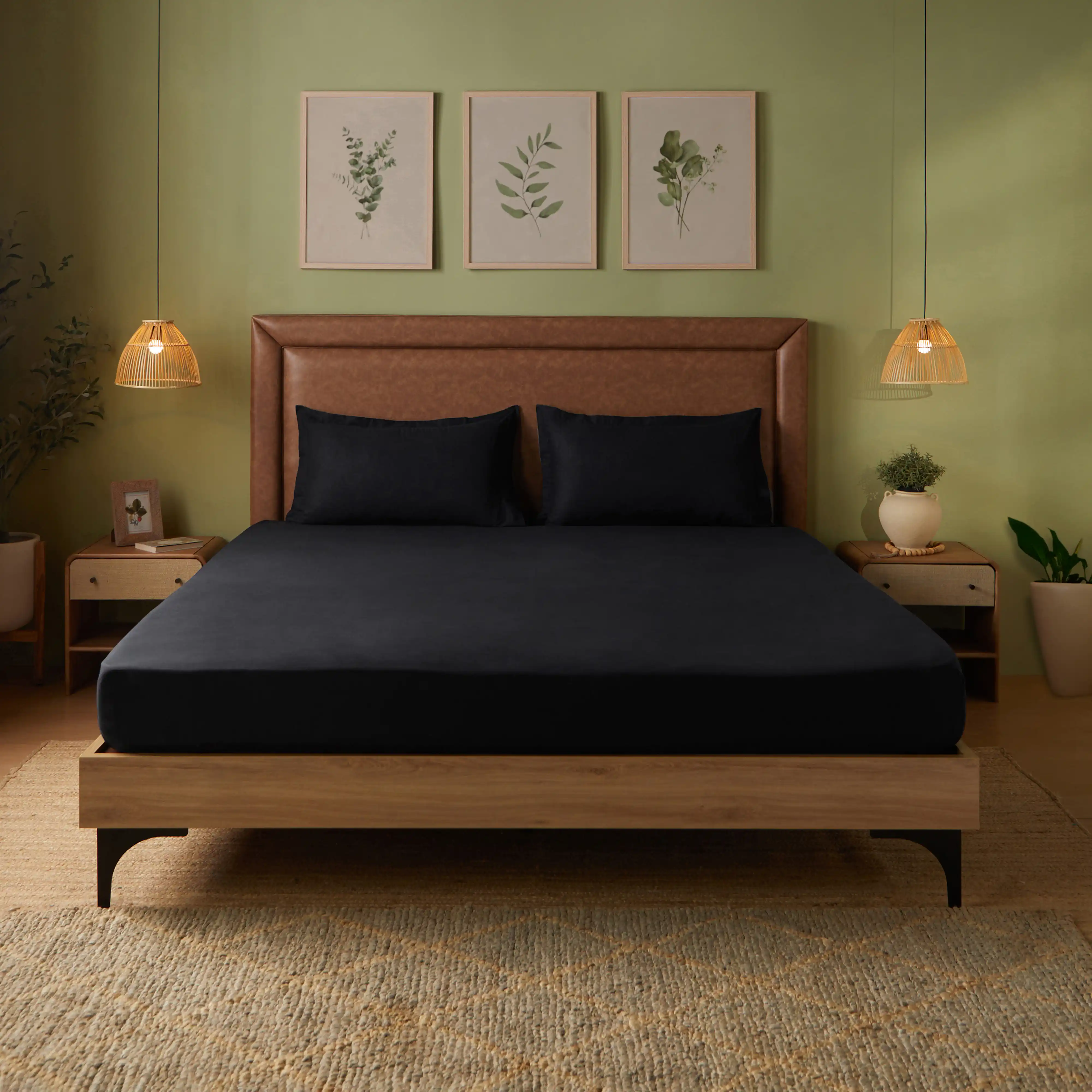 Paleto | Everyday Hues Solid Dyed Cotton Bedsheet Set-Black - Image 12