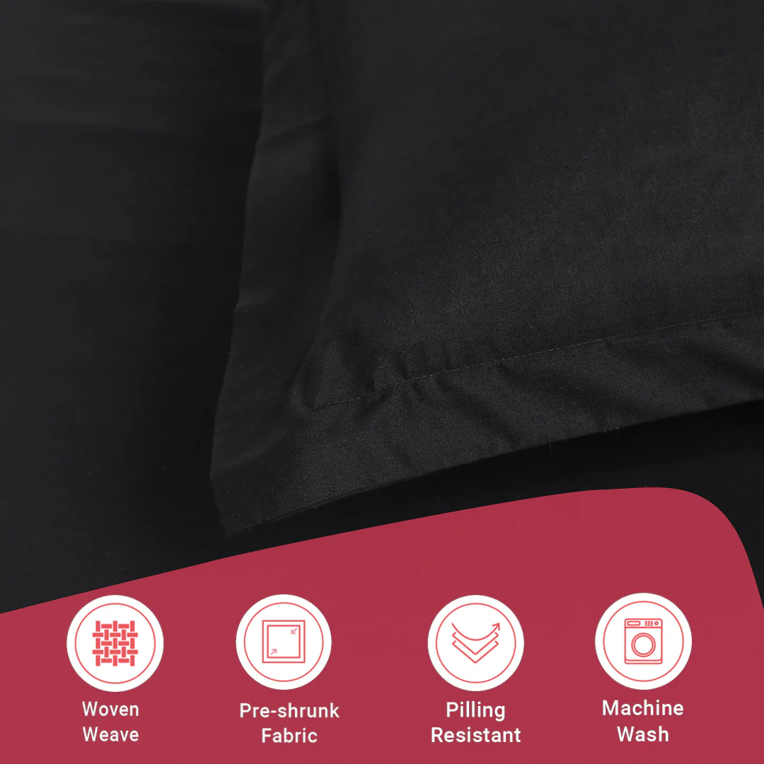 Paleto | Everyday Hues Solid Dyed Cotton Bedsheet Set-Black - Image 17