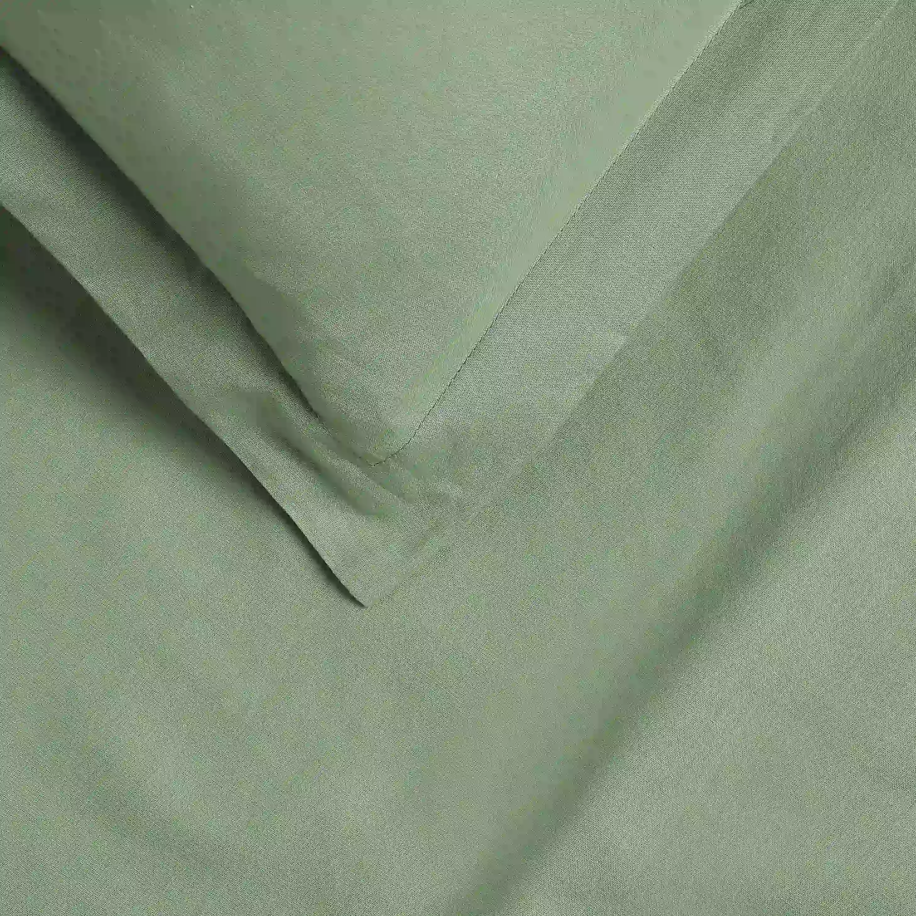 Paleto | Everyday Hues Solid Dyed Cotton Bedsheet Set-Green Sage - Image 10