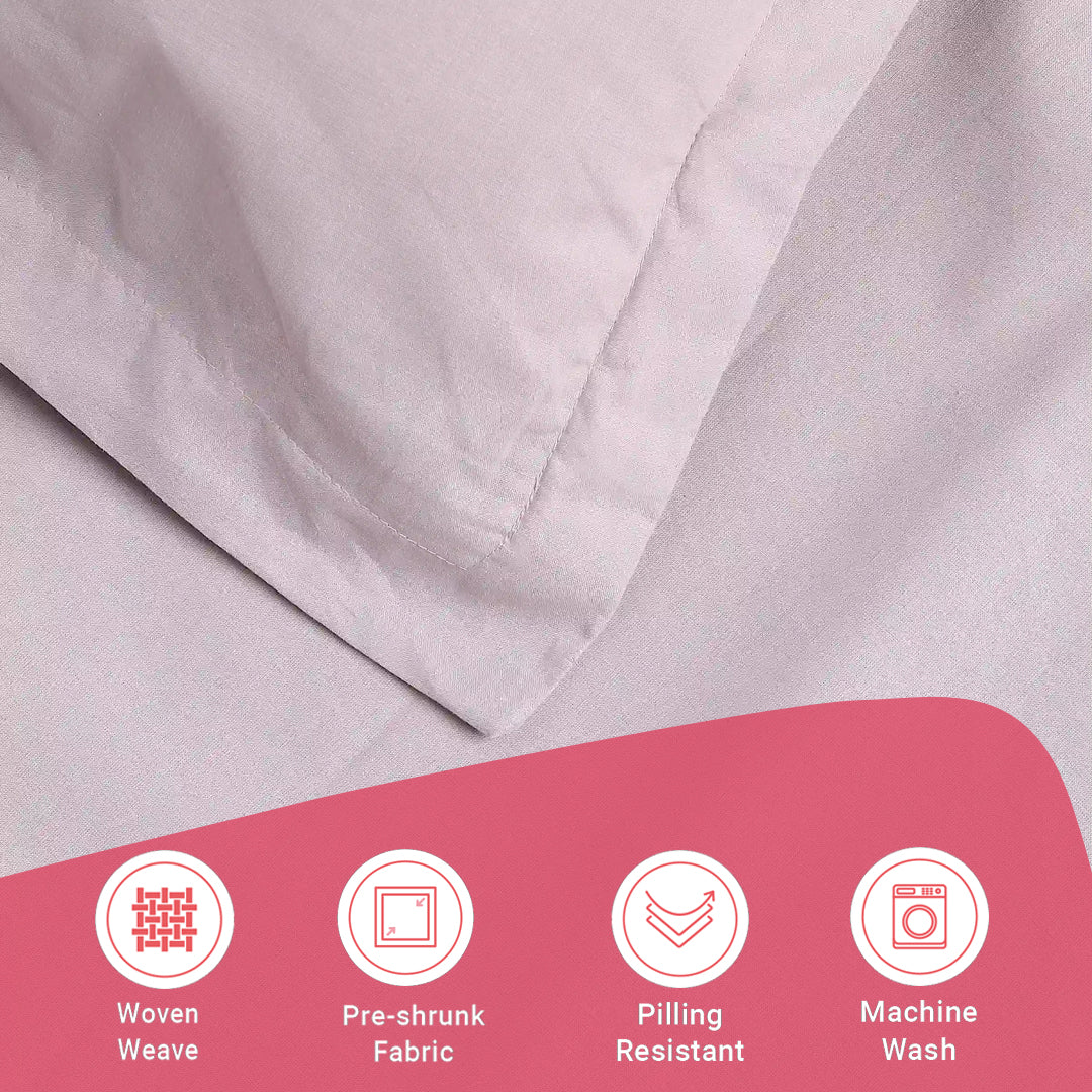 Paleto | Everyday Hues Solid Dyed Cotton Bedsheet Set-Grey Lavender - Image 17