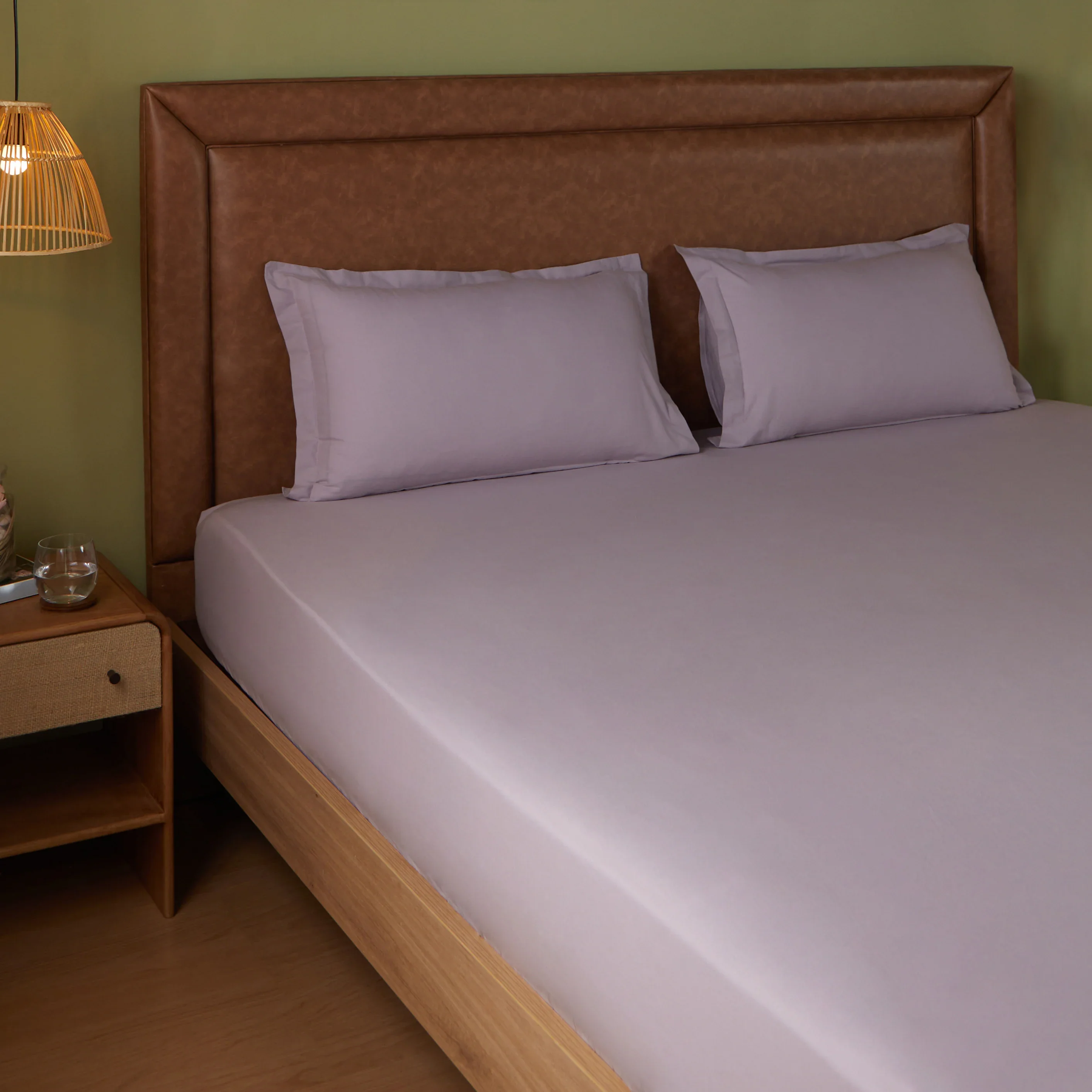 Paleto | Everyday Hues Solid Dyed Cotton Bedsheet Set-Grey Lavender - Image 6