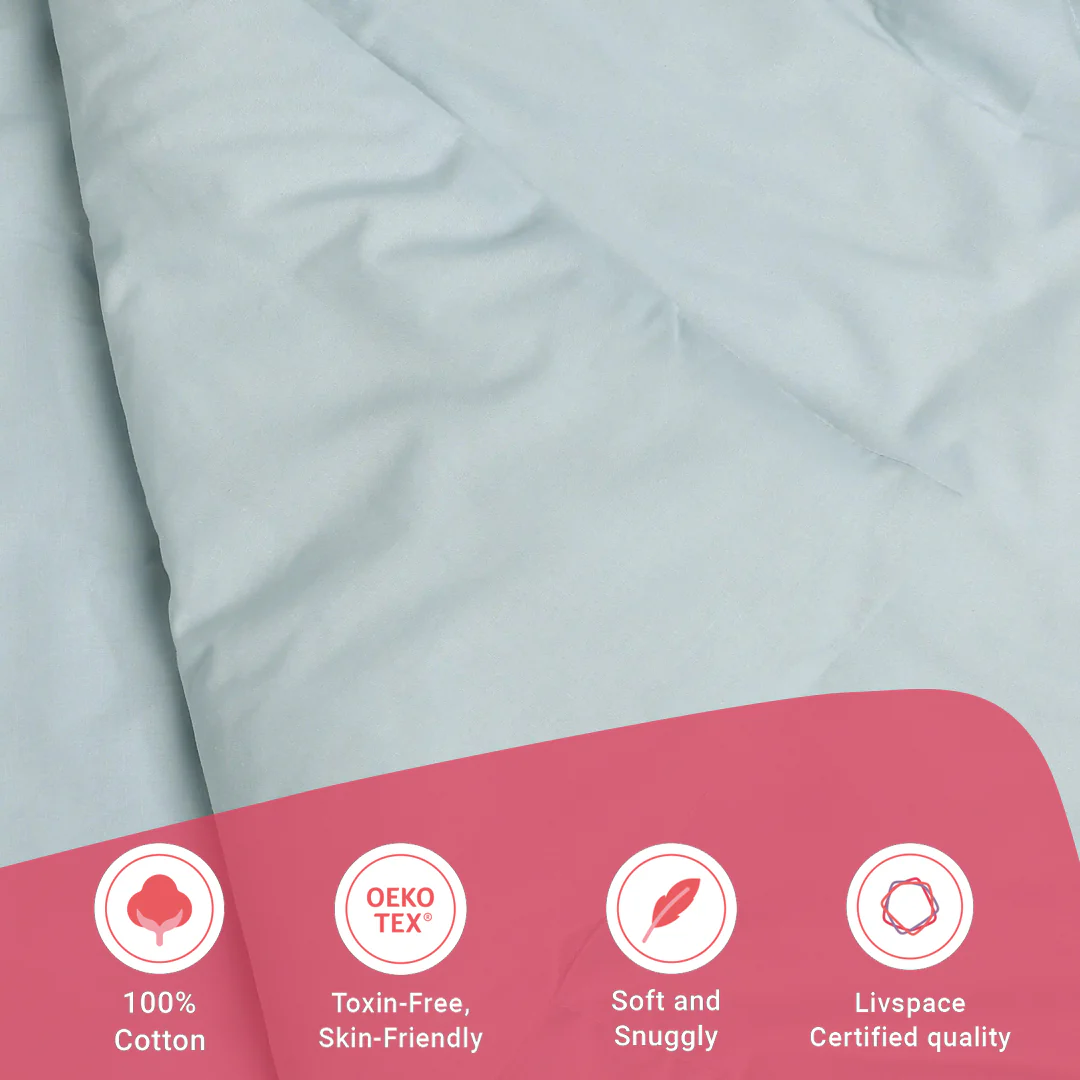 Paleto | Everyday Hues Cotton Solid Dyed 120GSM Comforter-Blue Sky - Image 12