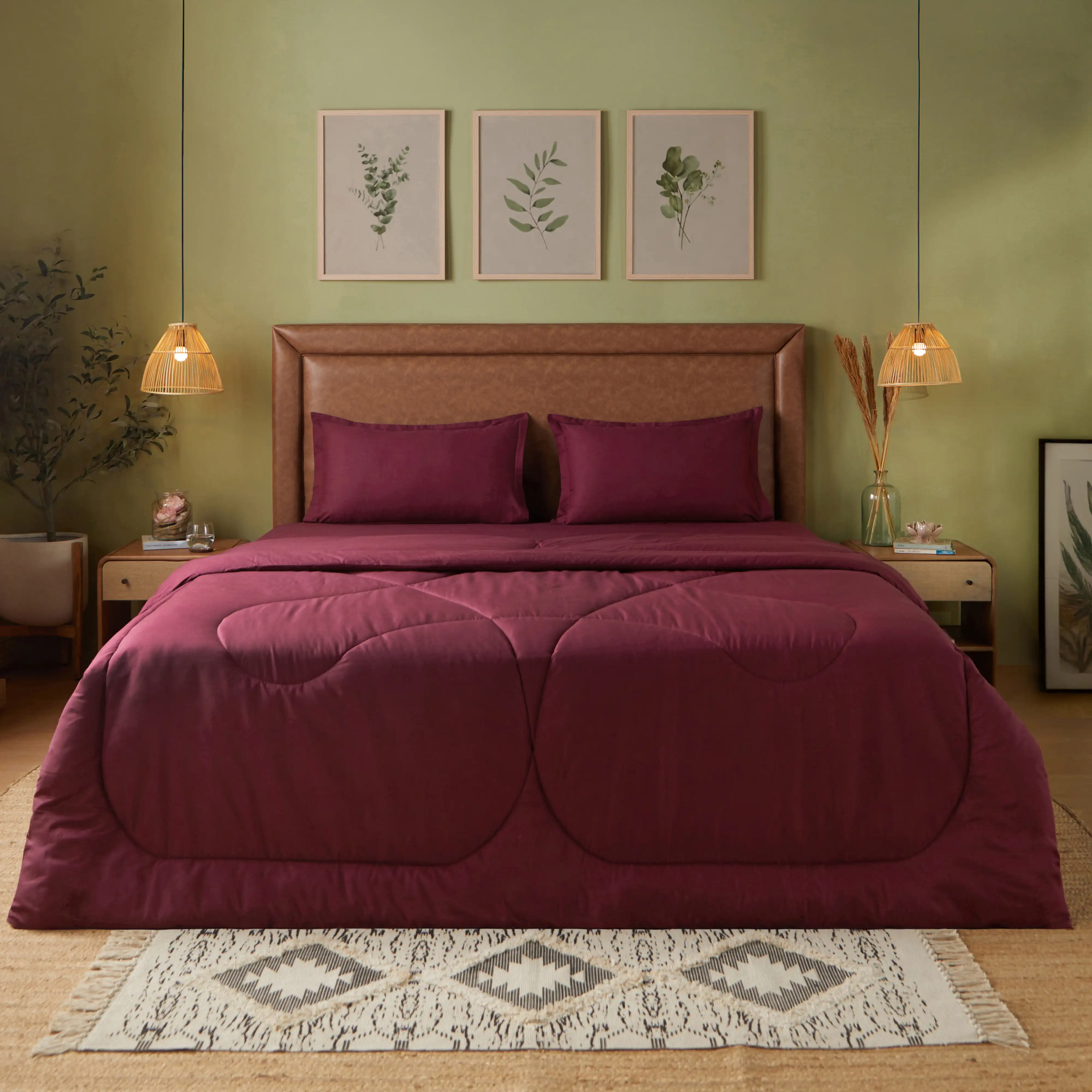 Paleto | Everyday Hues Cotton Solid Dyed 120GSM Comforter-Windsor Wine - Image 7