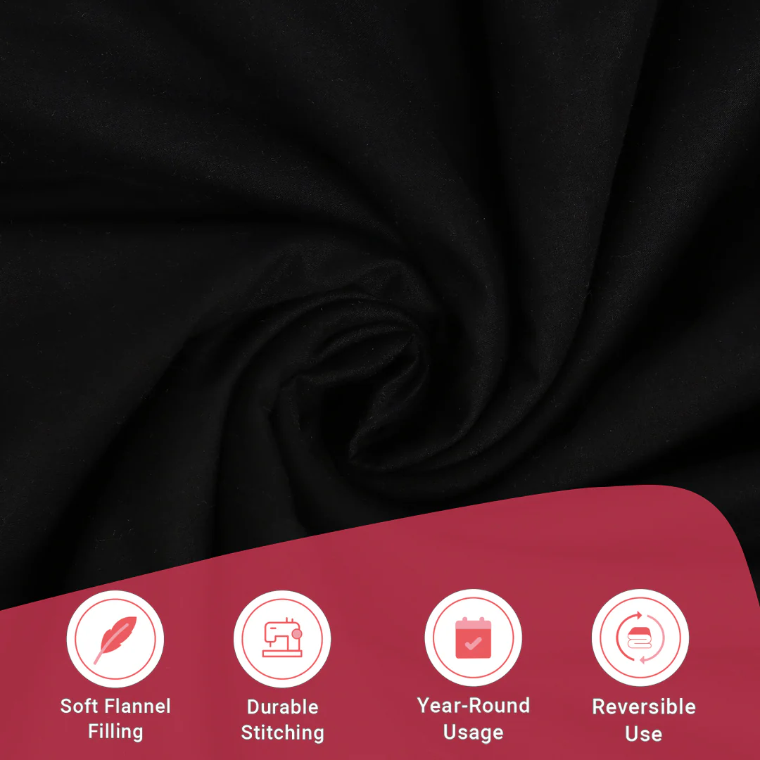 Paleto | Everyday Hues Cotton Solid Dyed Dohar with Super Soft Flannel Layering-Black - Image 12