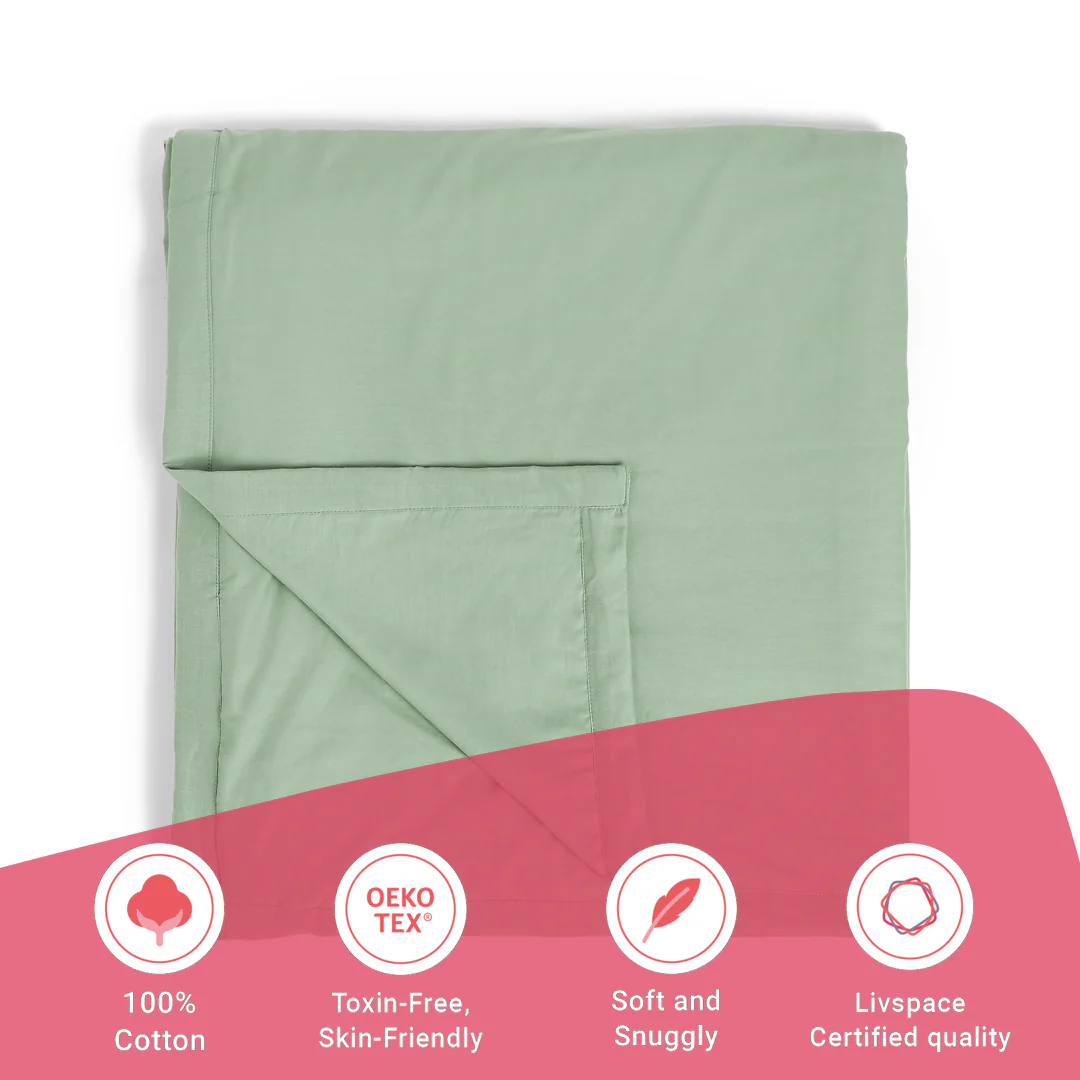 Paleto | Everyday Hues Cotton Solid Dyed Dohar with Super Soft Flannel Layering-Green Sage - Image 11