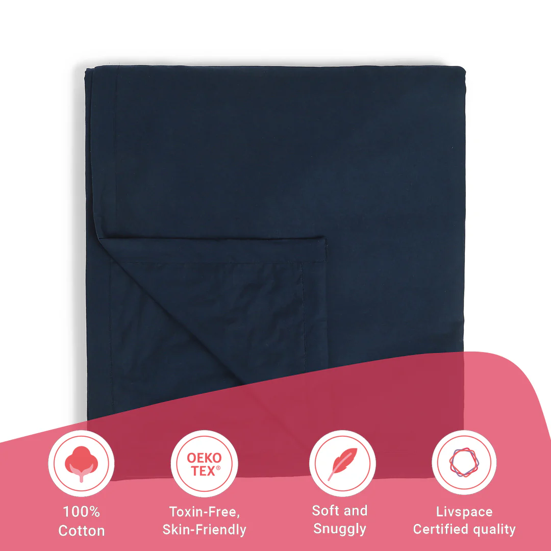 Paleto | Everyday Hues Cotton Solid Dyed Dohar with Super Soft Flannel Layering-Navy - Image 11
