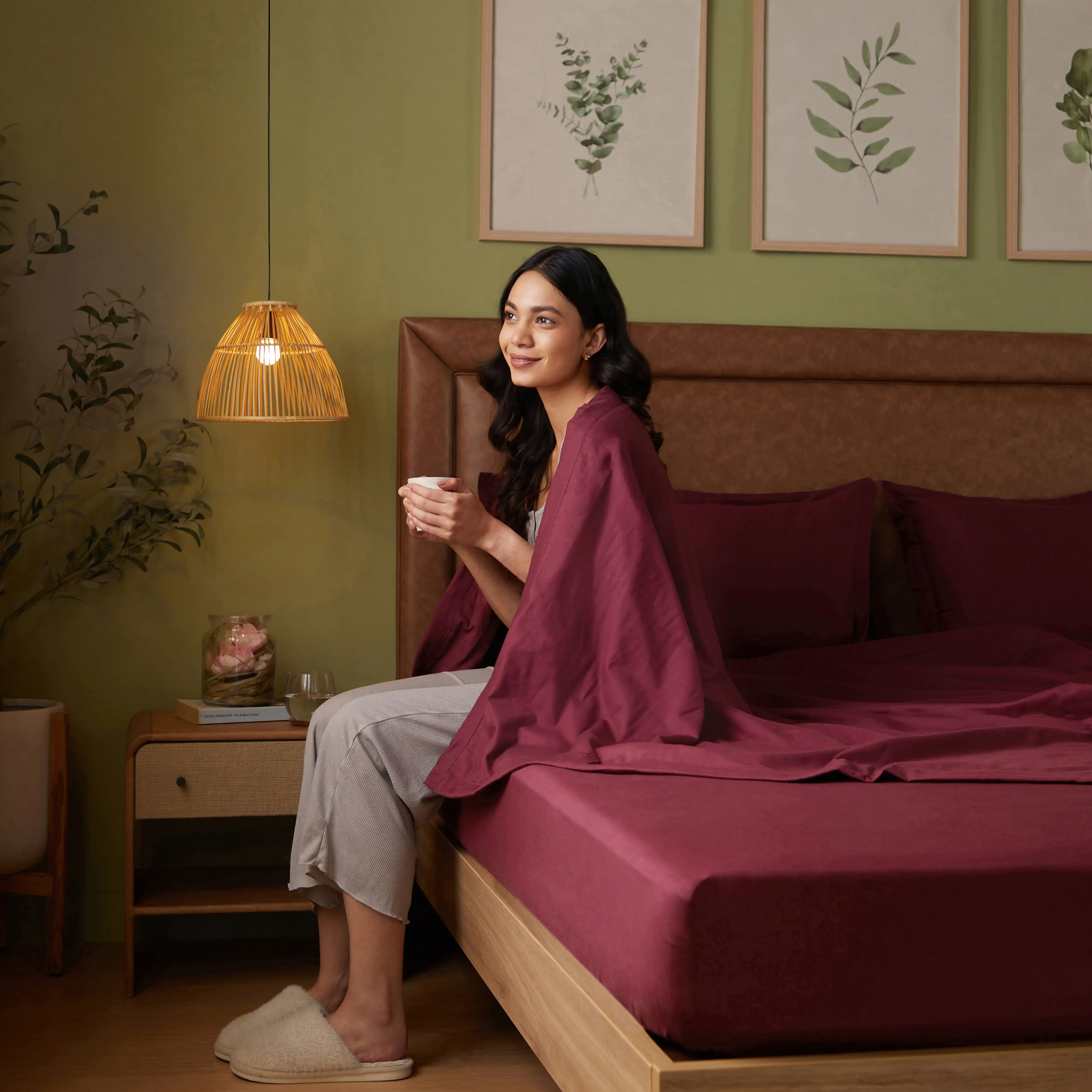 Paleto | Everyday Hues Cotton Solid Dyed Dohar with Super Soft Flannel Layering-Windsor Wine - Image 8