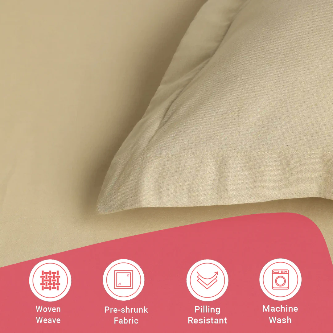 Paleto | Everyday Hues Solid Dyed Cotton Fitted Sheet Set-Beige - Image 17